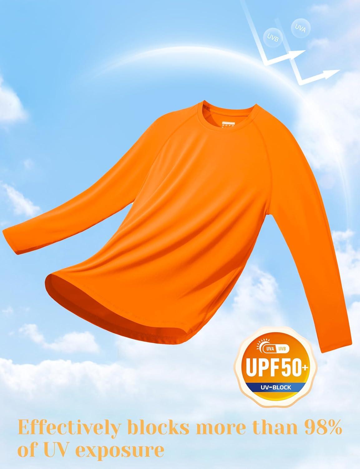 imageMAGCOMSEN Mens UPF 50 Sun Protection Shirts Long Sleeve Quick Dry UV SPF Rash Guard Fishing Running Swim AthleticOrange