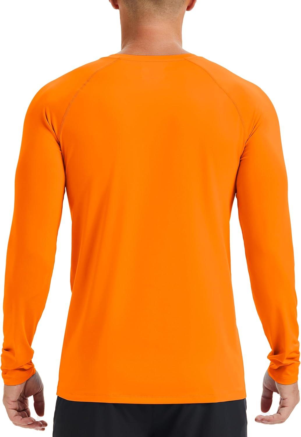 imageMAGCOMSEN Mens UPF 50 Sun Protection Shirts Long Sleeve Quick Dry UV SPF Rash Guard Fishing Running Swim AthleticOrange