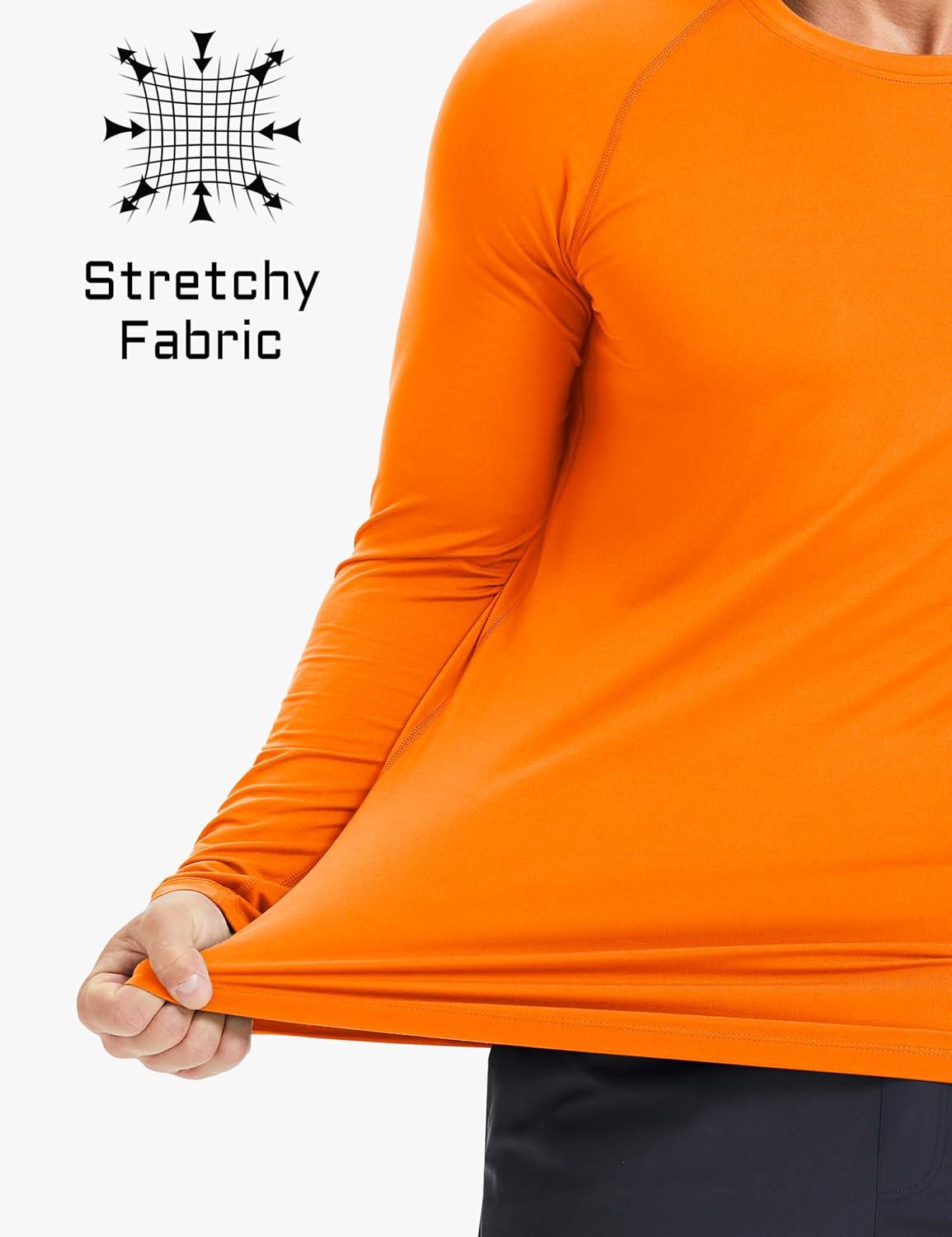imageMAGCOMSEN Mens UPF 50 Sun Protection Shirts Long Sleeve Quick Dry UV SPF Rash Guard Fishing Running Swim AthleticOrange
