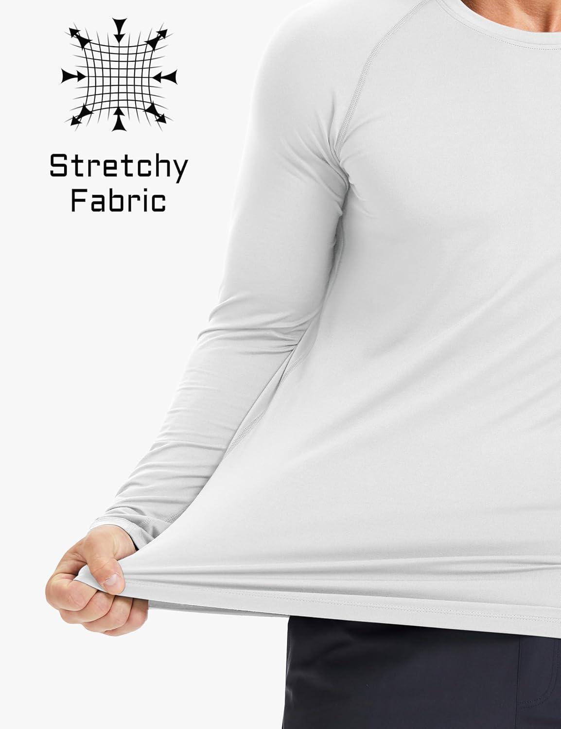 imageMAGCOMSEN Mens UPF 50 Sun Protection Shirts Long Sleeve Quick Dry UV SPF Rash Guard Fishing Running Swim AthleticWhite