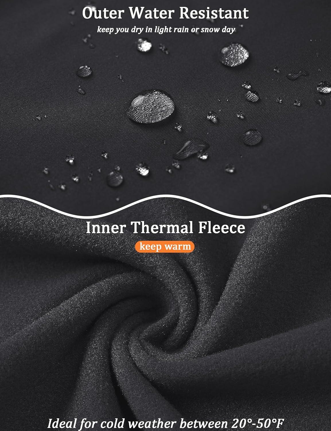 imageMAGCOMSEN Quarter Zip Pullover Men 14 Zip Golf Jacket Fleece Lined Water Resistant Sweatshirt 2 Zipper Pockets WinterBlack