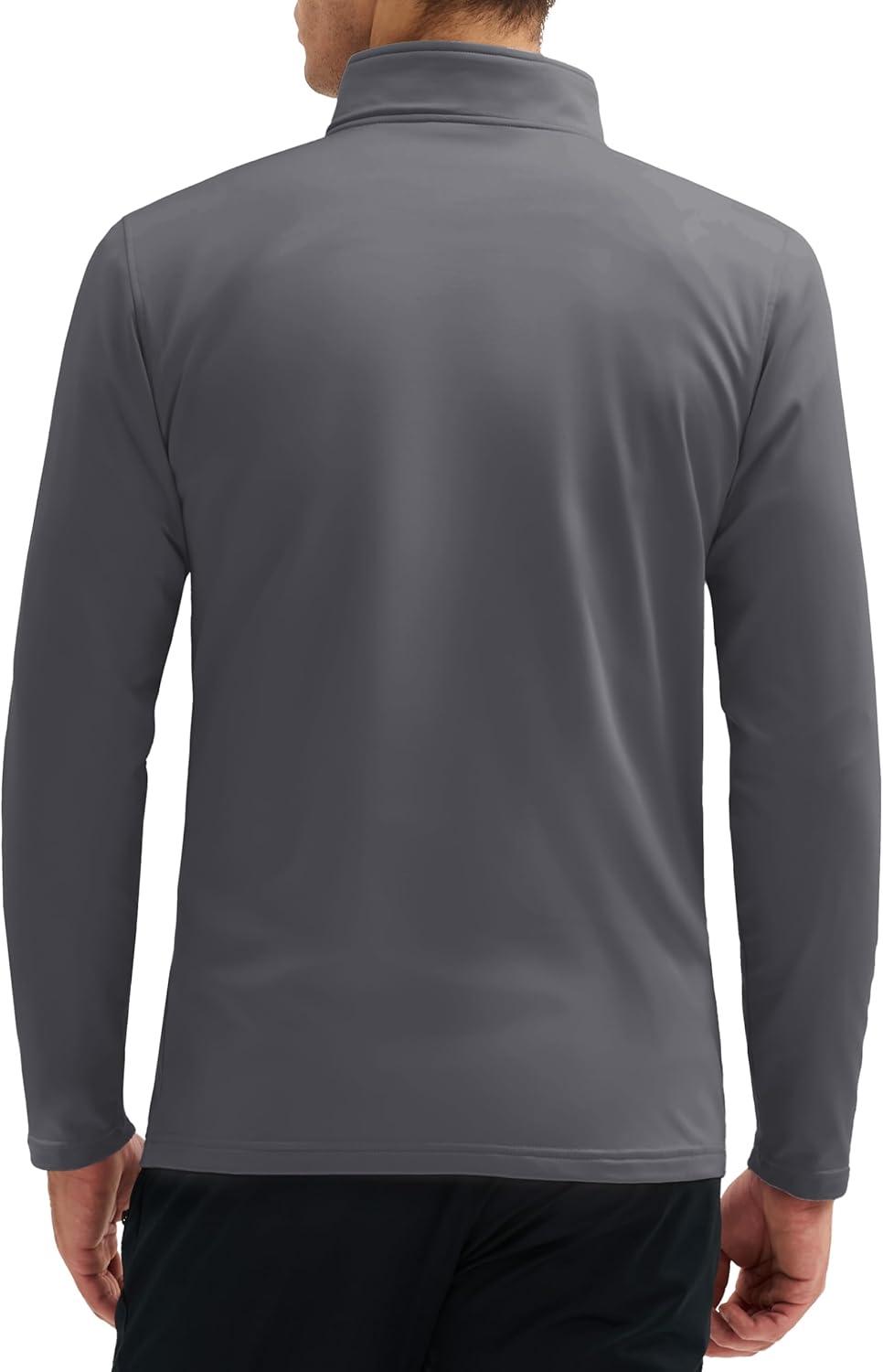 imageMAGCOMSEN Quarter Zip Pullover Men 14 Zip Golf Jacket Fleece Lined Water Resistant Sweatshirt 2 Zipper Pockets WinterDarkgrey