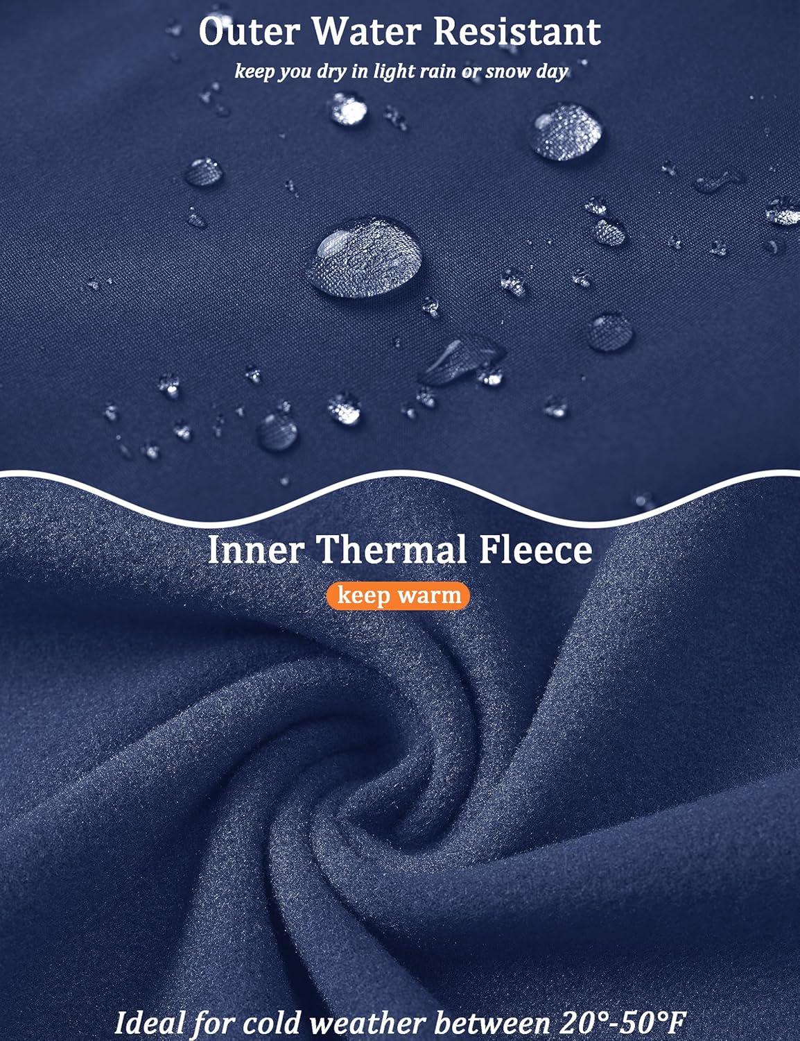 imageMAGCOMSEN Quarter Zip Pullover Men 14 Zip Golf Jacket Fleece Lined Water Resistant Sweatshirt 2 Zipper Pockets WinterNavy