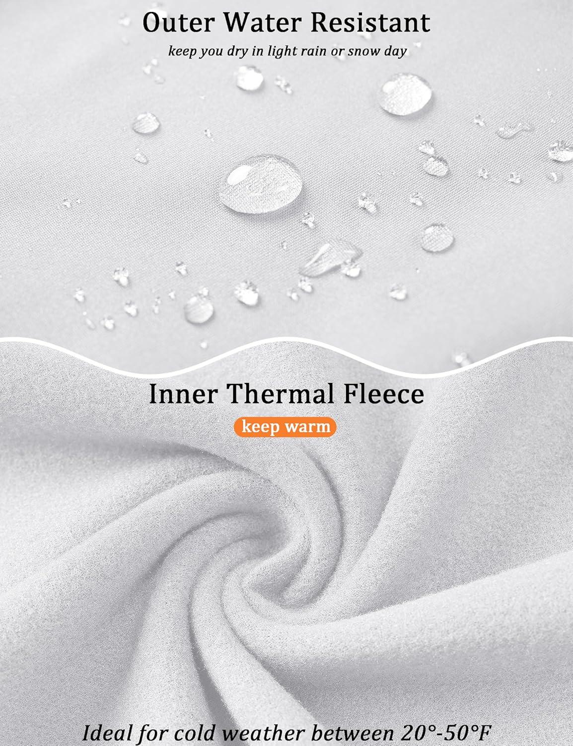 imageMAGCOMSEN Quarter Zip Pullover Men 14 Zip Golf Jacket Fleece Lined Water Resistant Sweatshirt 2 Zipper Pockets WinterWhite