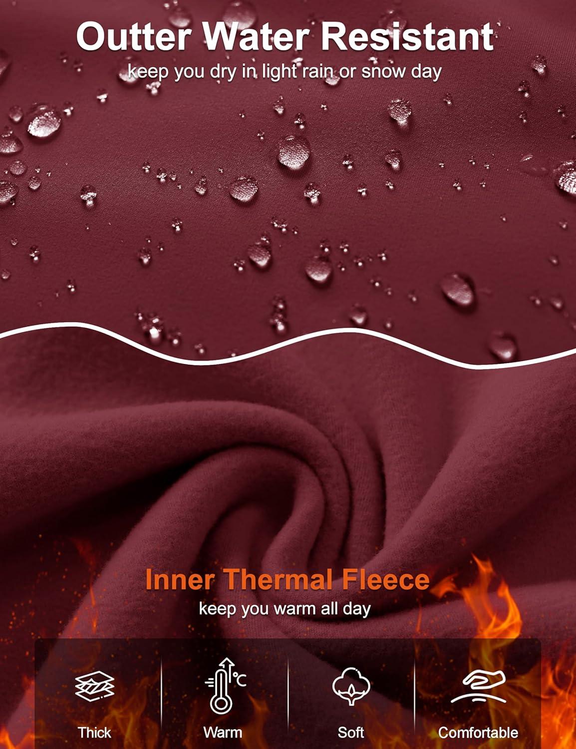 imageMAGCOMSEN Thermal Shirts for Women Mock Turtneck Long Sleeve Tops Fleece Pullover Workout Running Winter Base LayerBurgundy