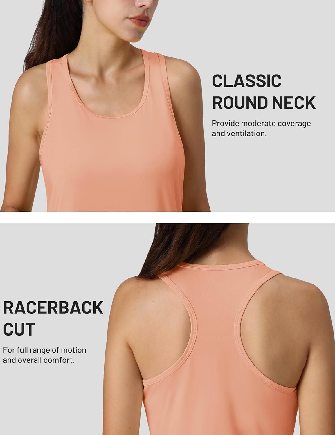 imageMAGCOMSEN Womens Athletic Racerback Tank Tops Quick Dry Racer Back Workout Tanks Moisture Wicking Upf50 Exercise ActiveApricot