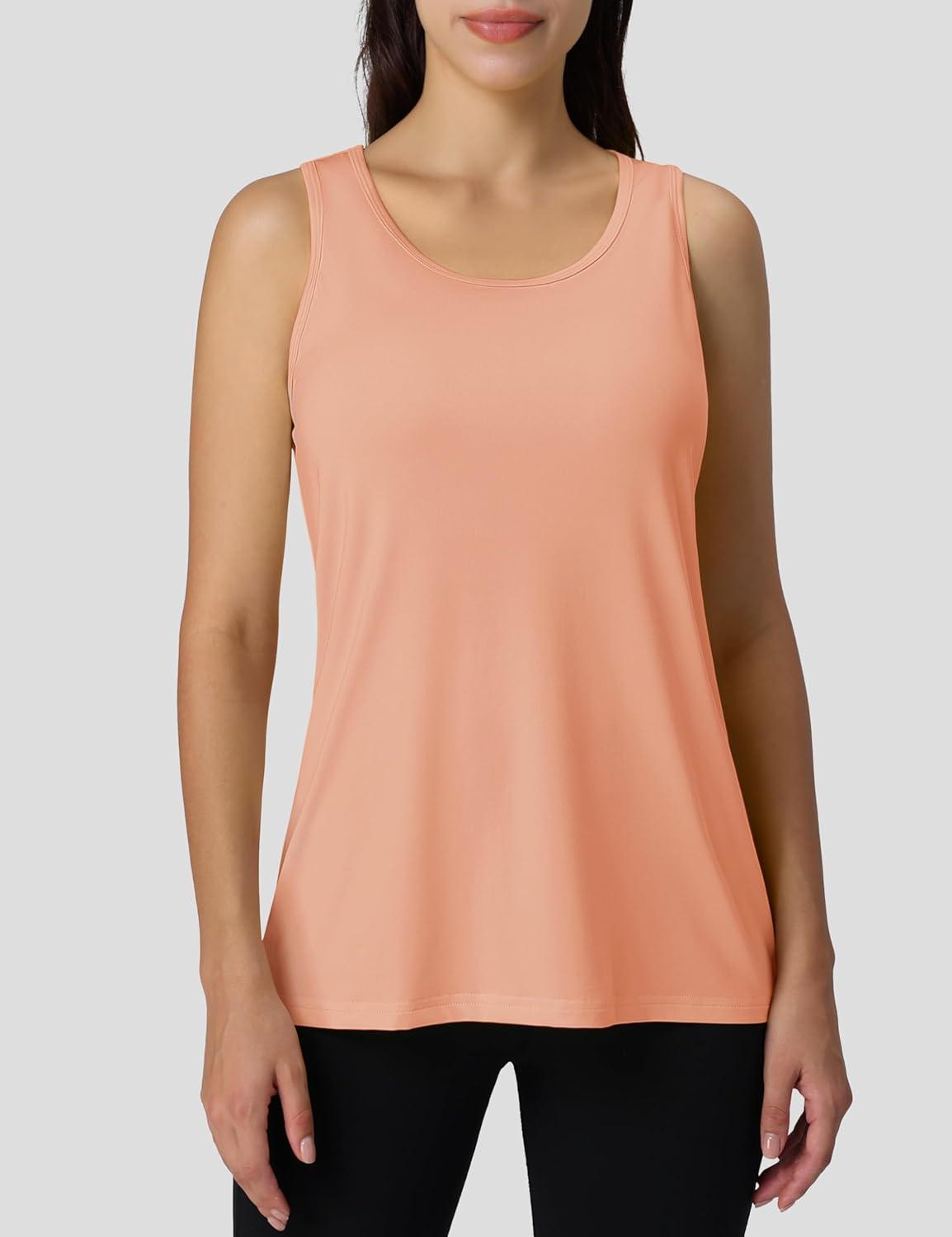 imageMAGCOMSEN Womens Athletic Racerback Tank Tops Quick Dry Racer Back Workout Tanks Moisture Wicking Upf50 Exercise ActiveApricot