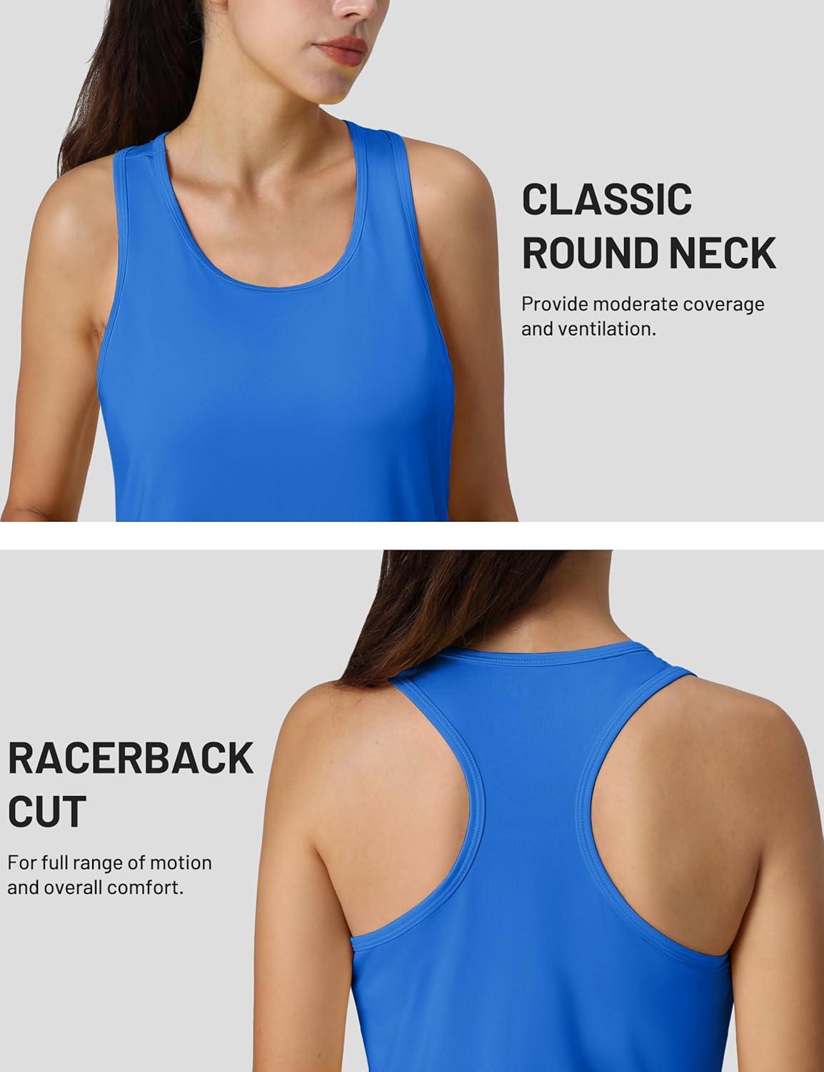 imageMAGCOMSEN Womens Athletic Racerback Tank Tops Quick Dry Racer Back Workout Tanks Moisture Wicking Upf50 Exercise ActiveAzure