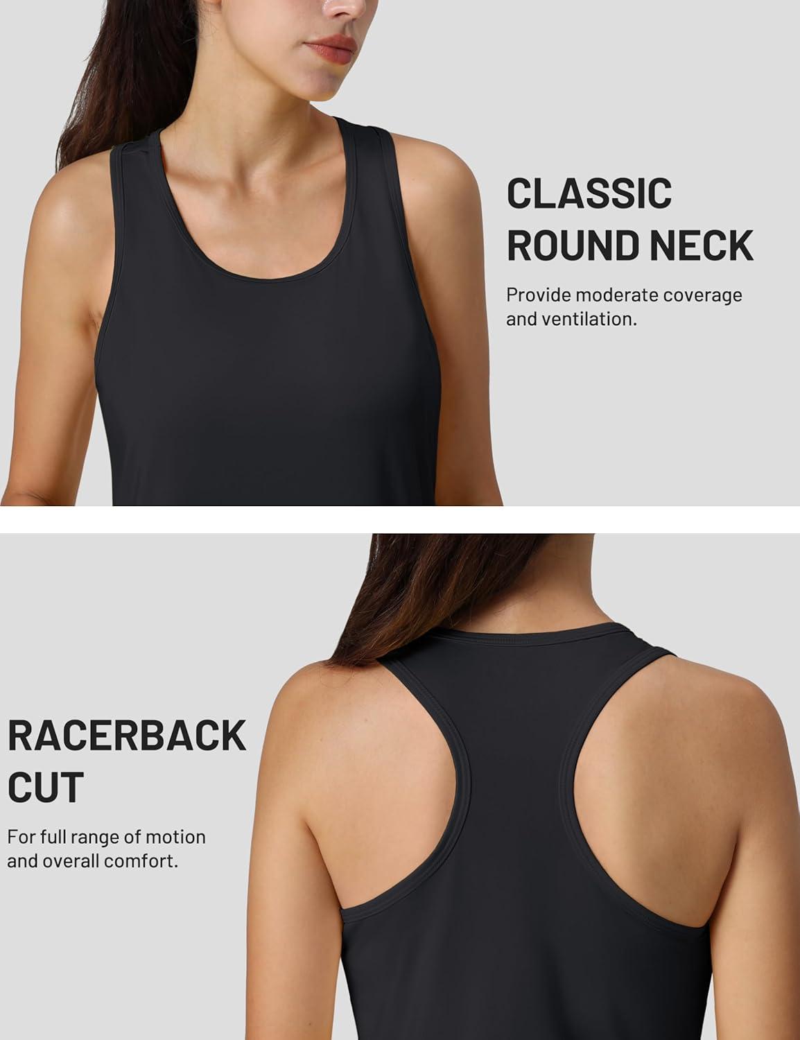 imageMAGCOMSEN Womens Athletic Racerback Tank Tops Quick Dry Racer Back Workout Tanks Moisture Wicking Upf50 Exercise ActiveBlack