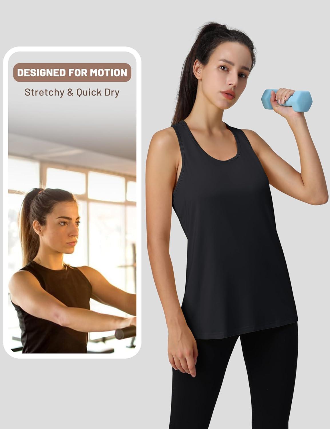 imageMAGCOMSEN Womens Athletic Racerback Tank Tops Quick Dry Racer Back Workout Tanks Moisture Wicking Upf50 Exercise ActiveBlack