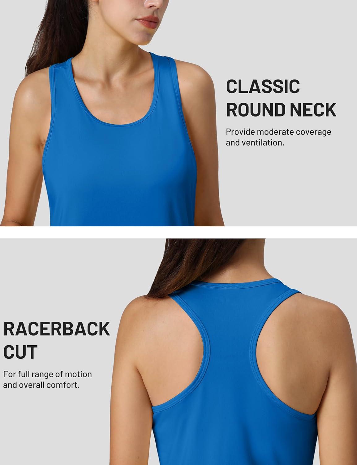 imageMAGCOMSEN Womens Athletic Racerback Tank Tops Quick Dry Racer Back Workout Tanks Moisture Wicking Upf50 Exercise ActiveBlue Green