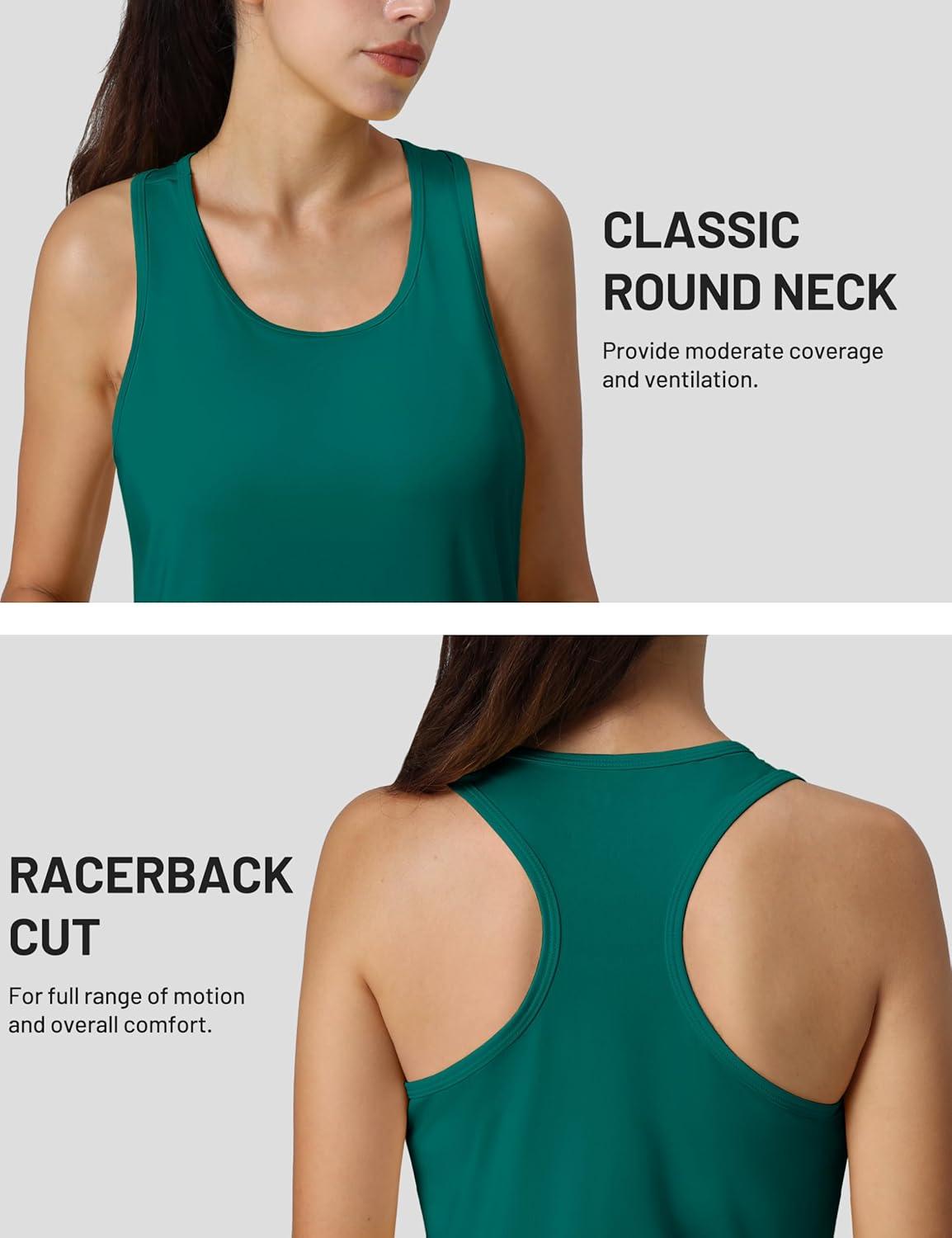 imageMAGCOMSEN Womens Athletic Racerback Tank Tops Quick Dry Racer Back Workout Tanks Moisture Wicking Upf50 Exercise ActiveEmerald Green