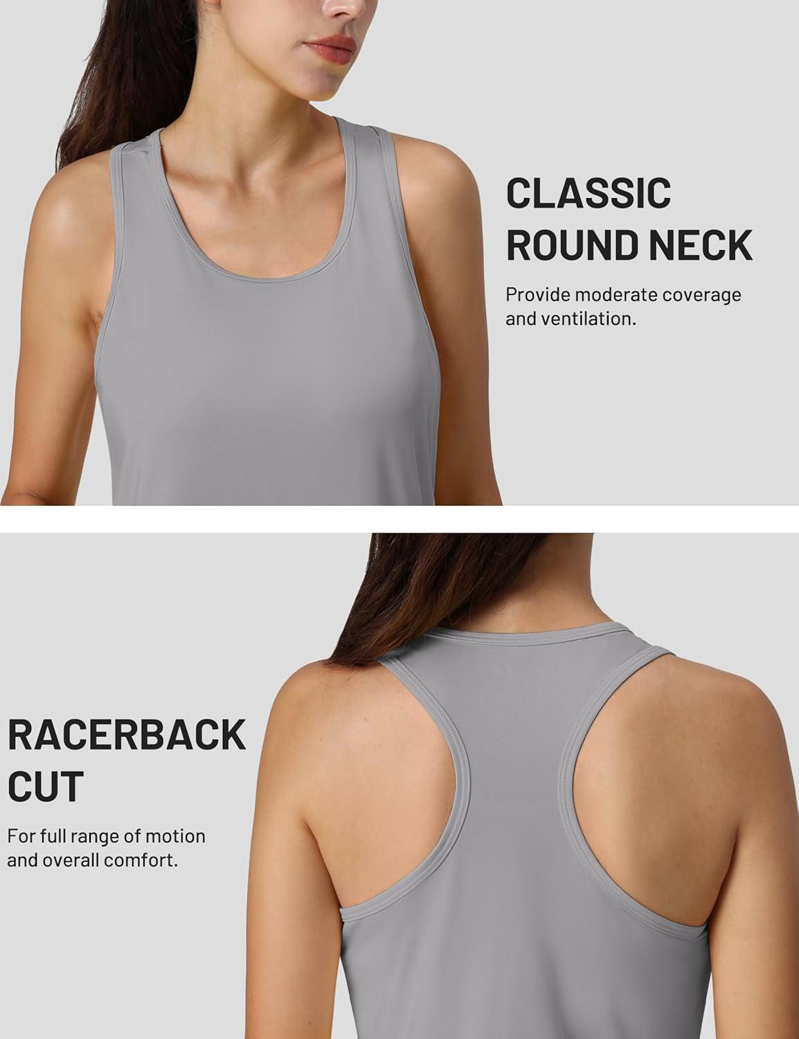imageMAGCOMSEN Womens Athletic Racerback Tank Tops Quick Dry Racer Back Workout Tanks Moisture Wicking Upf50 Exercise ActiveLight Grey
