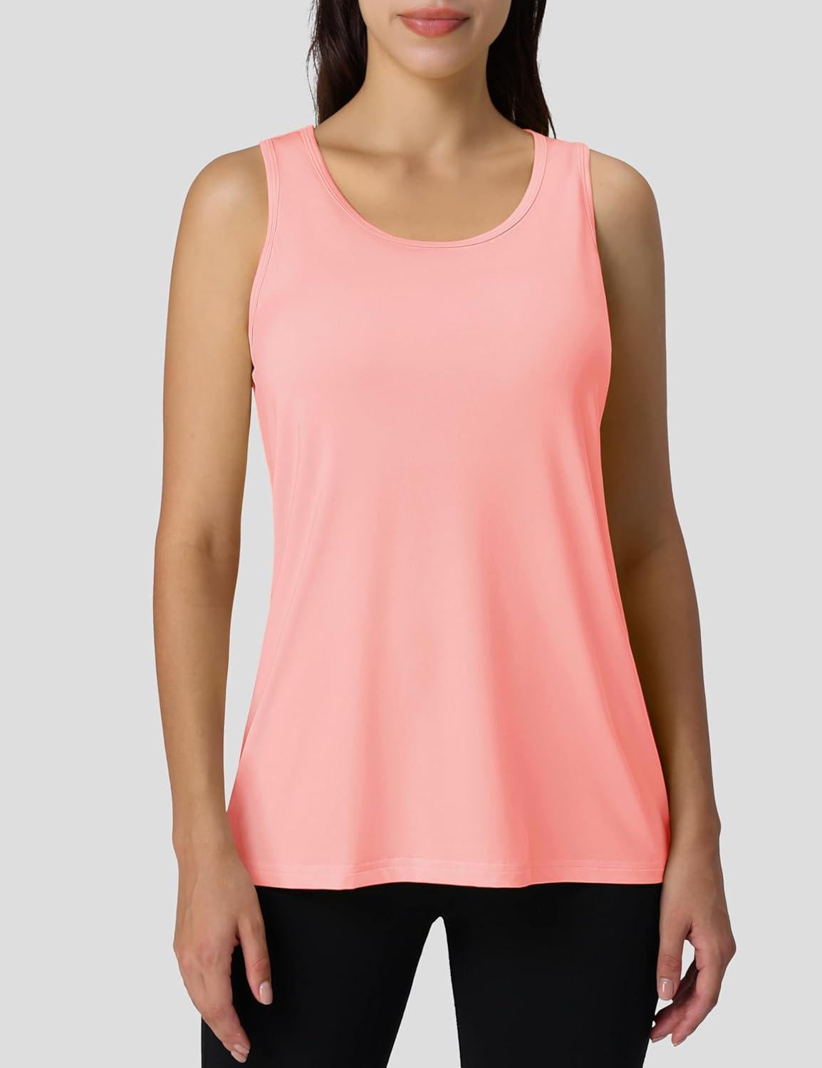 imageMAGCOMSEN Womens Athletic Racerback Tank Tops Quick Dry Racer Back Workout Tanks Moisture Wicking Upf50 Exercise ActiveLight Pink