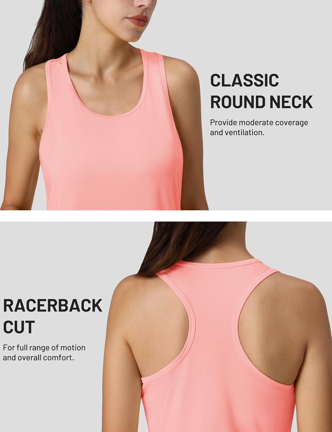 imageMAGCOMSEN Womens Athletic Racerback Tank Tops Quick Dry Racer Back Workout Tanks Moisture Wicking Upf50 Exercise ActiveLight Pink