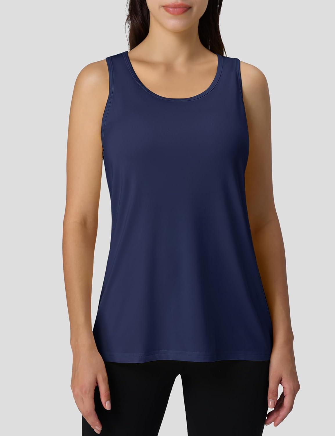 imageMAGCOMSEN Womens Athletic Racerback Tank Tops Quick Dry Racer Back Workout Tanks Moisture Wicking Upf50 Exercise ActiveNavy