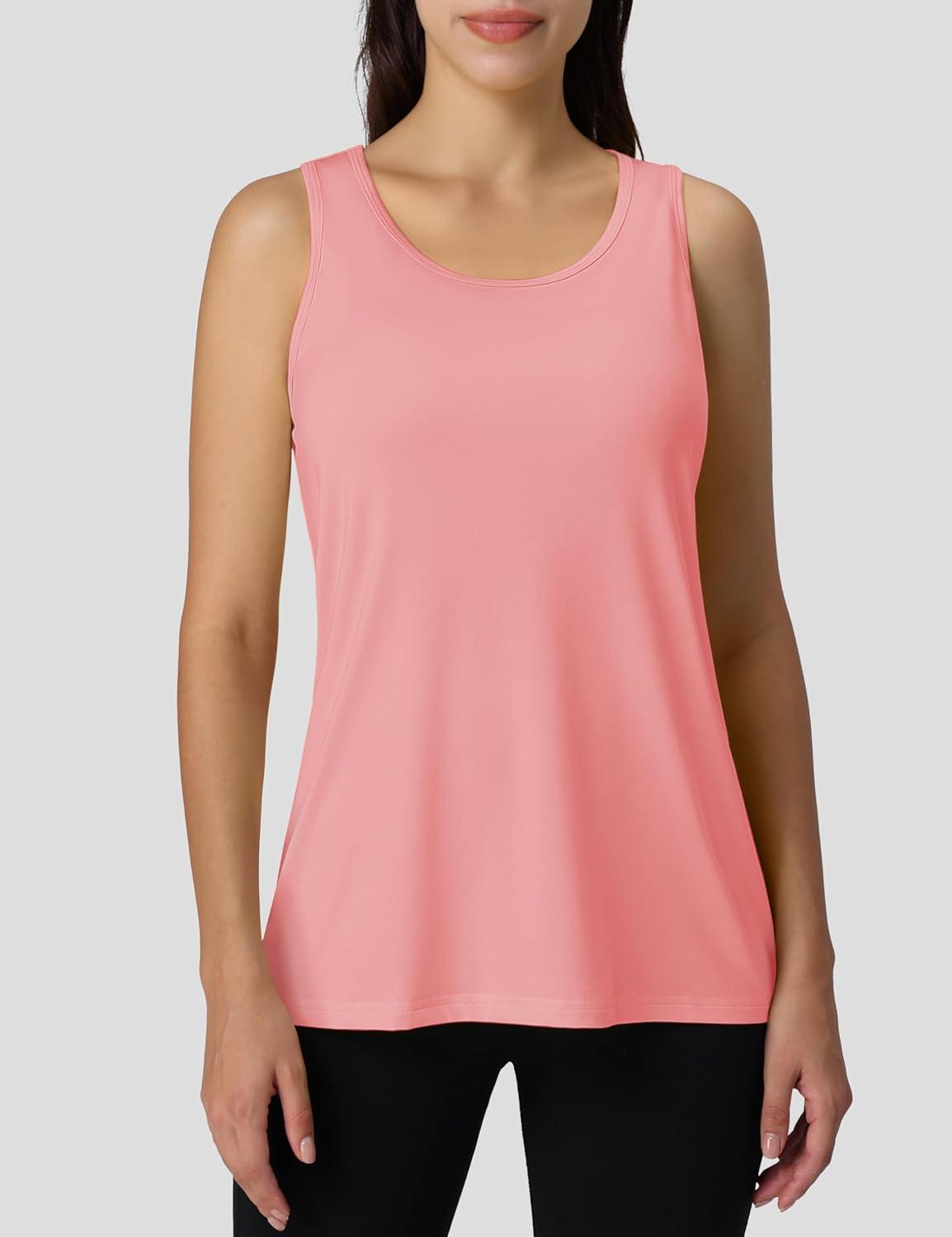 imageMAGCOMSEN Womens Athletic Racerback Tank Tops Quick Dry Racer Back Workout Tanks Moisture Wicking Upf50 Exercise ActivePink