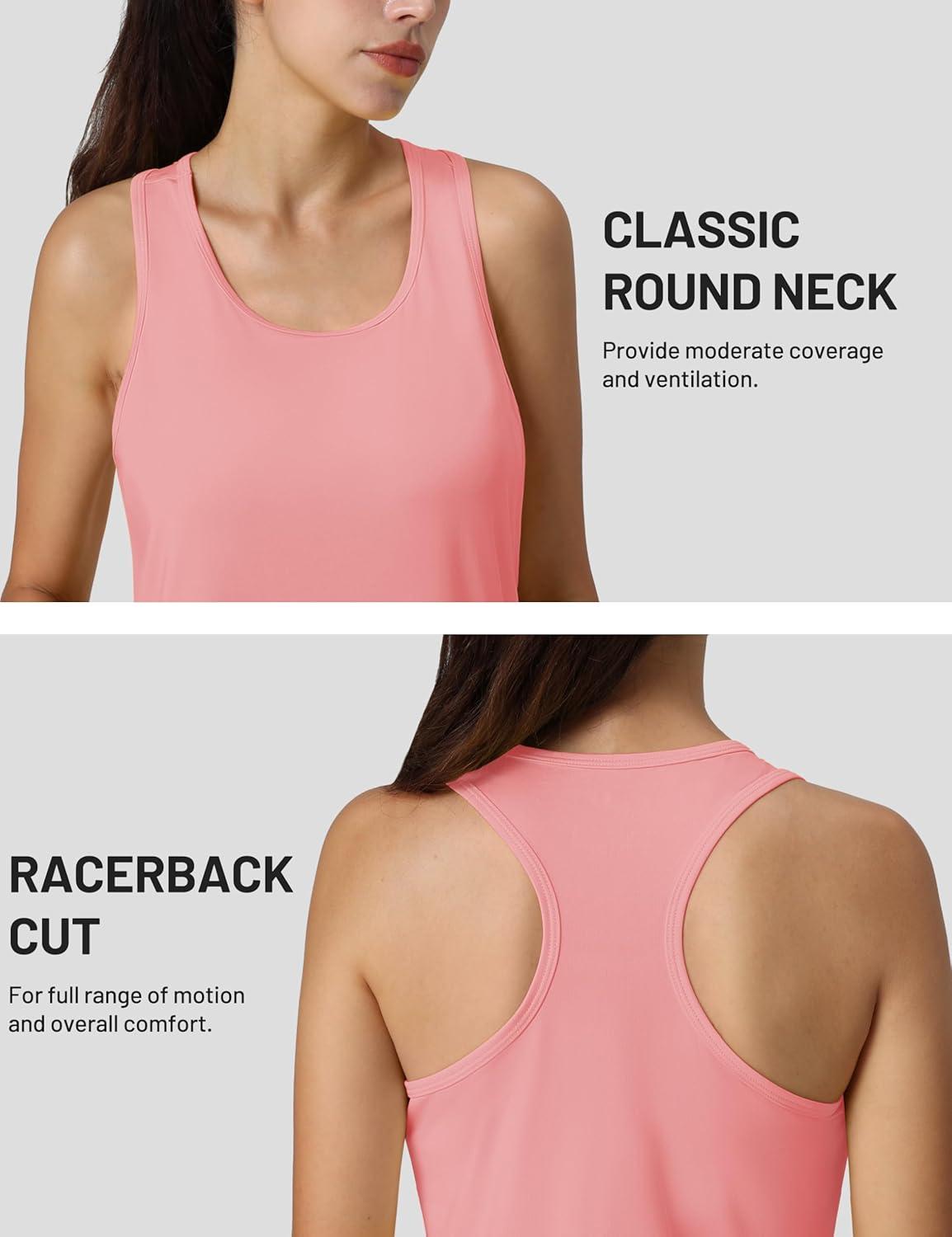 imageMAGCOMSEN Womens Athletic Racerback Tank Tops Quick Dry Racer Back Workout Tanks Moisture Wicking Upf50 Exercise ActivePink