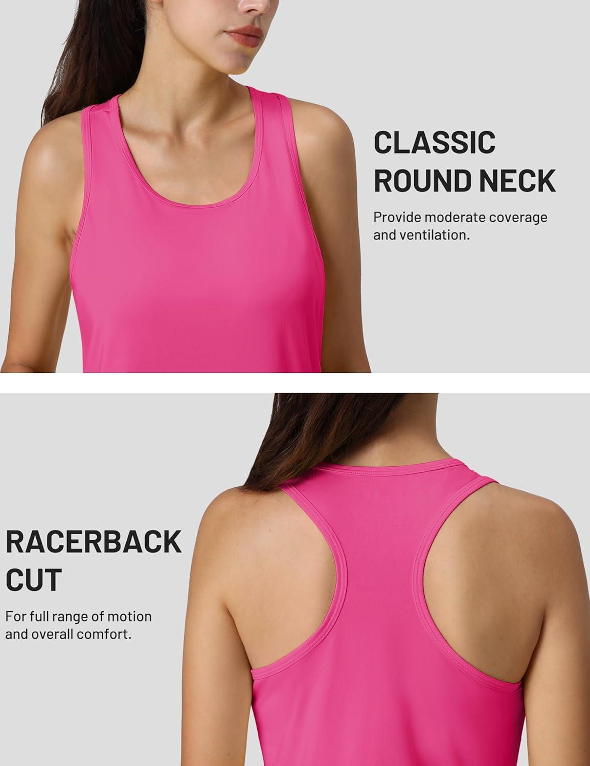 imageMAGCOMSEN Womens Athletic Racerback Tank Tops Quick Dry Racer Back Workout Tanks Moisture Wicking Upf50 Exercise ActiveRose Red