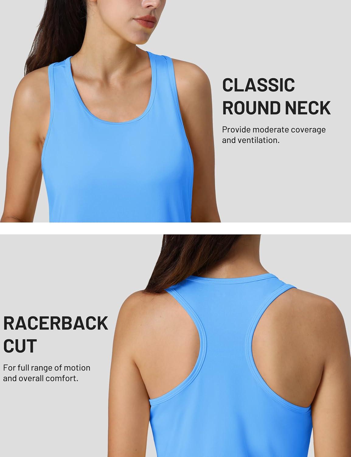 imageMAGCOMSEN Womens Athletic Racerback Tank Tops Quick Dry Racer Back Workout Tanks Moisture Wicking Upf50 Exercise ActiveSky Blue