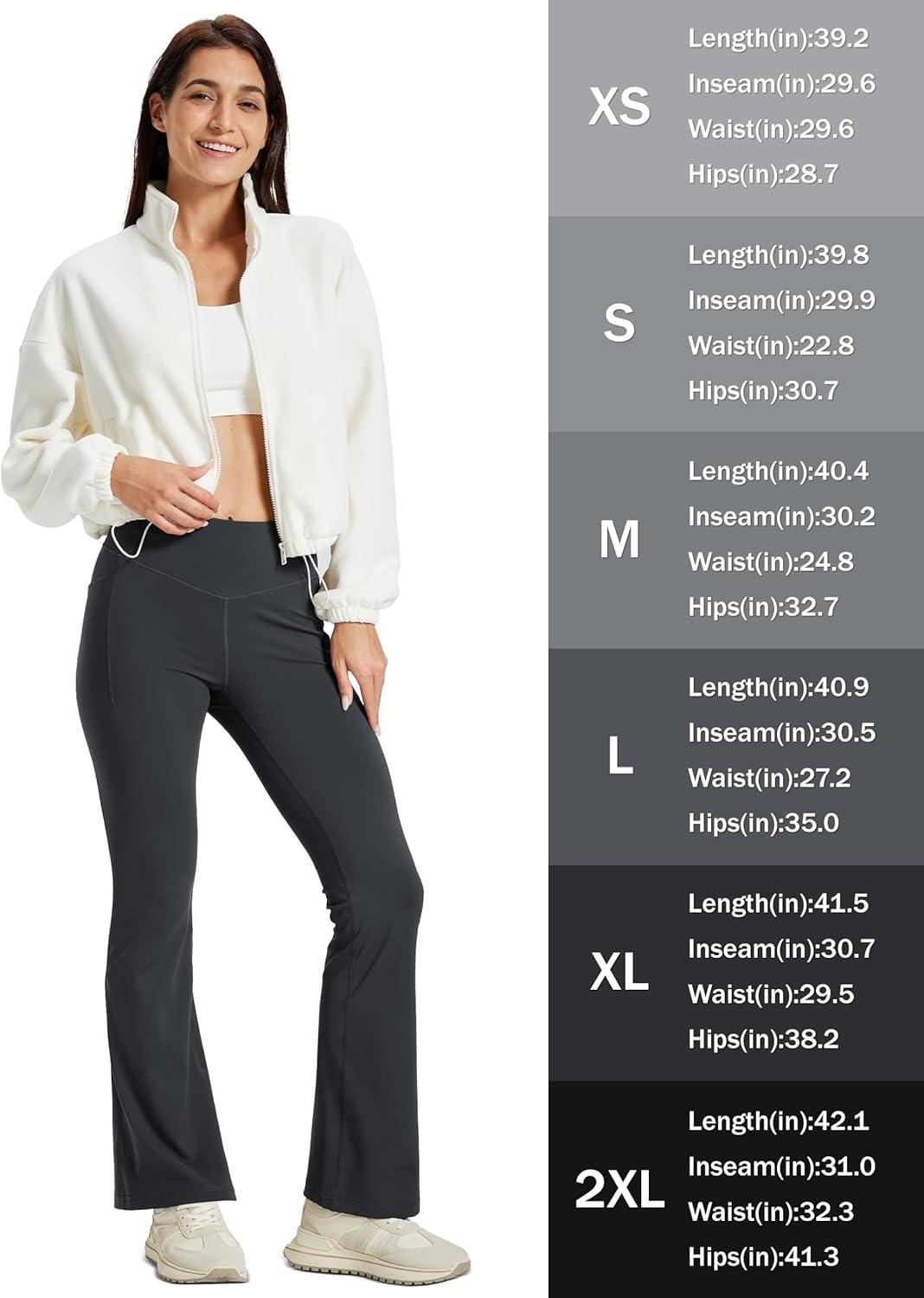 imageMAGCOMSEN Womens Flare Yoga Leggings High Waisted Bootcut Pants with Pockets Tummy Control Work Dress Bell Bottom PantsDark Grey