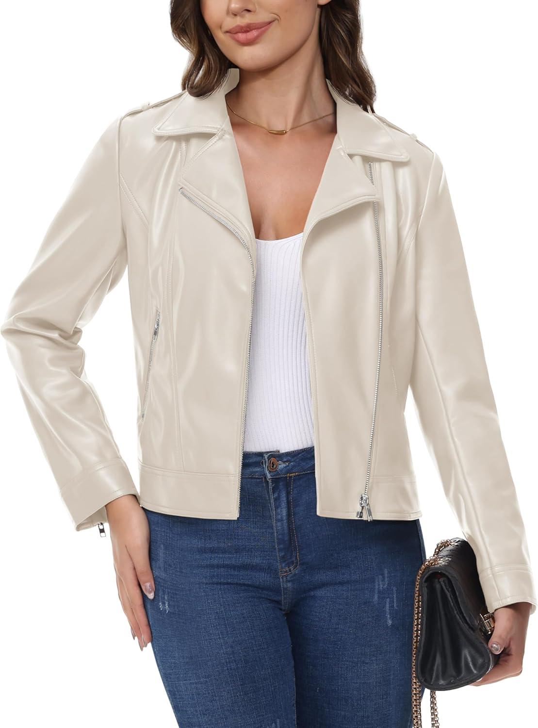 imageMAGCOMSEN Womens Fleece Jacket Zip Up Coat Lightweight Soft Warm Long Sleeve Jackets with Pockets for WinterBeigewhite