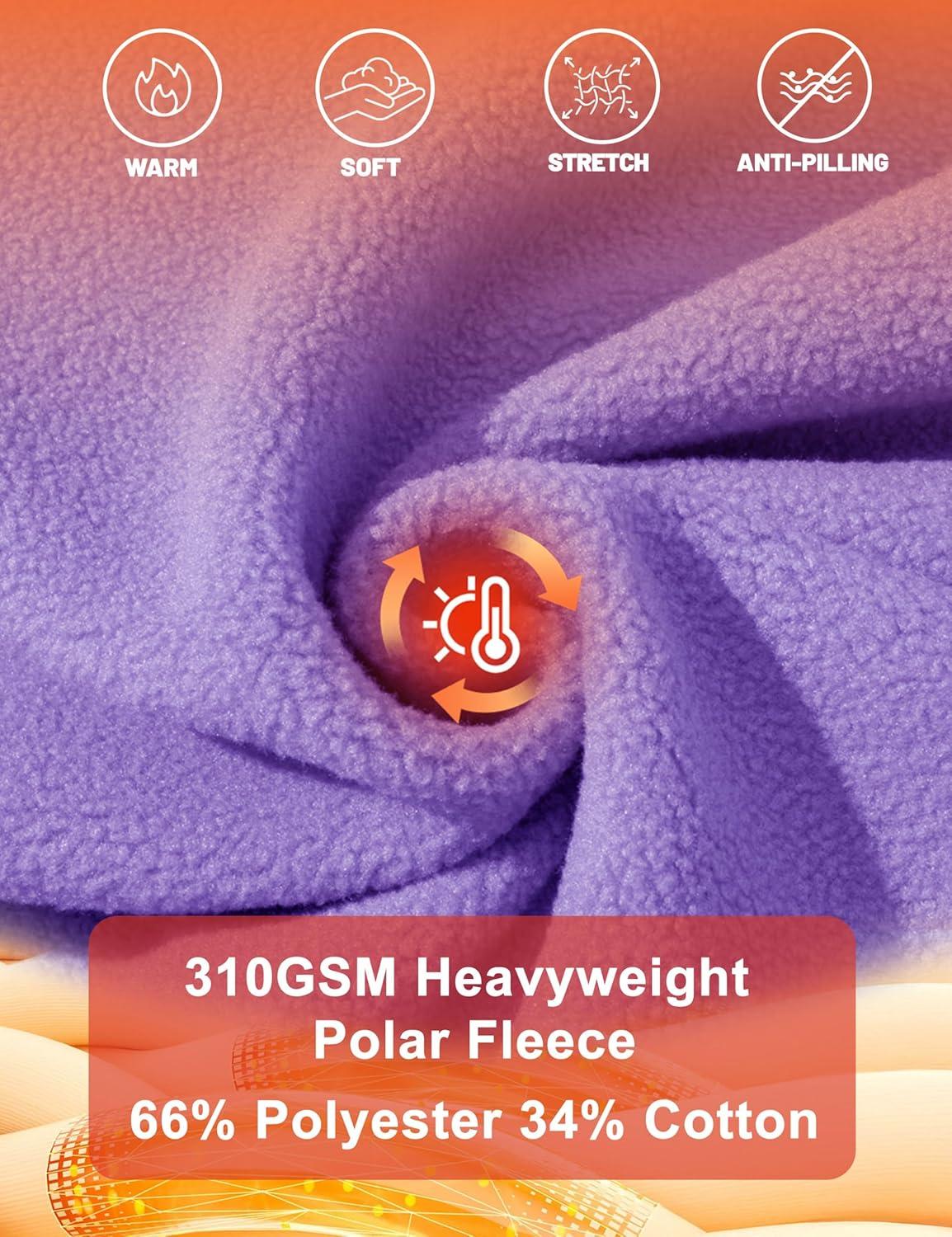 imageMAGCOMSEN Womens Fleece Lined Sweatshirt Crewneck Cotton Pullover Fall Winter Casual Long Sleeve Warm Soft TopsLight Purple