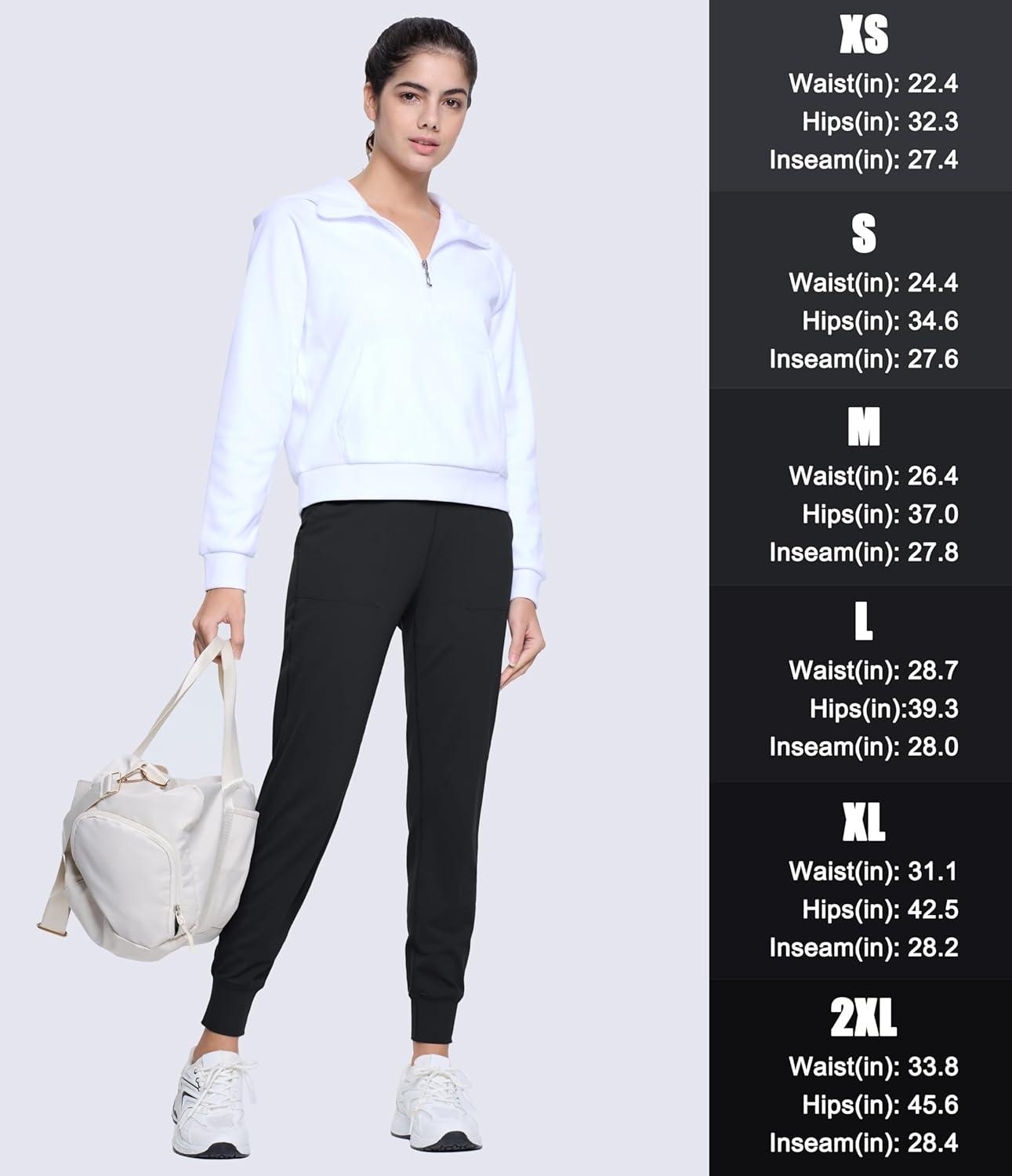 imageMAGCOMSEN Womens Joggers High Waisted Yoga Pants with Pockets Loose Leggings for Workout Athletic Lounge RunningBlack