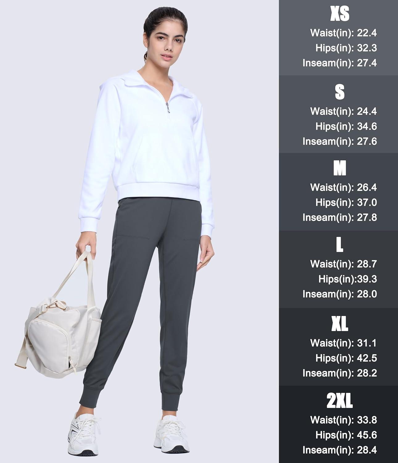 imageMAGCOMSEN Womens Joggers High Waisted Yoga Pants with Pockets Loose Leggings for Workout Athletic Lounge RunningDark Grey