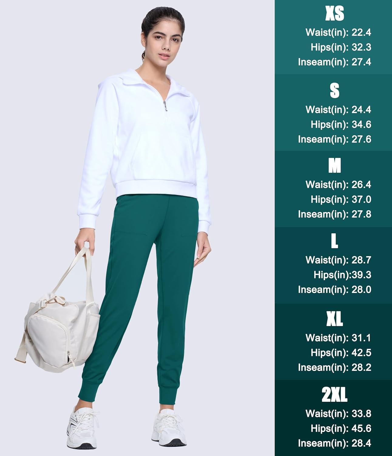 imageMAGCOMSEN Womens Joggers High Waisted Yoga Pants with Pockets Loose Leggings for Workout Athletic Lounge RunningEgreen