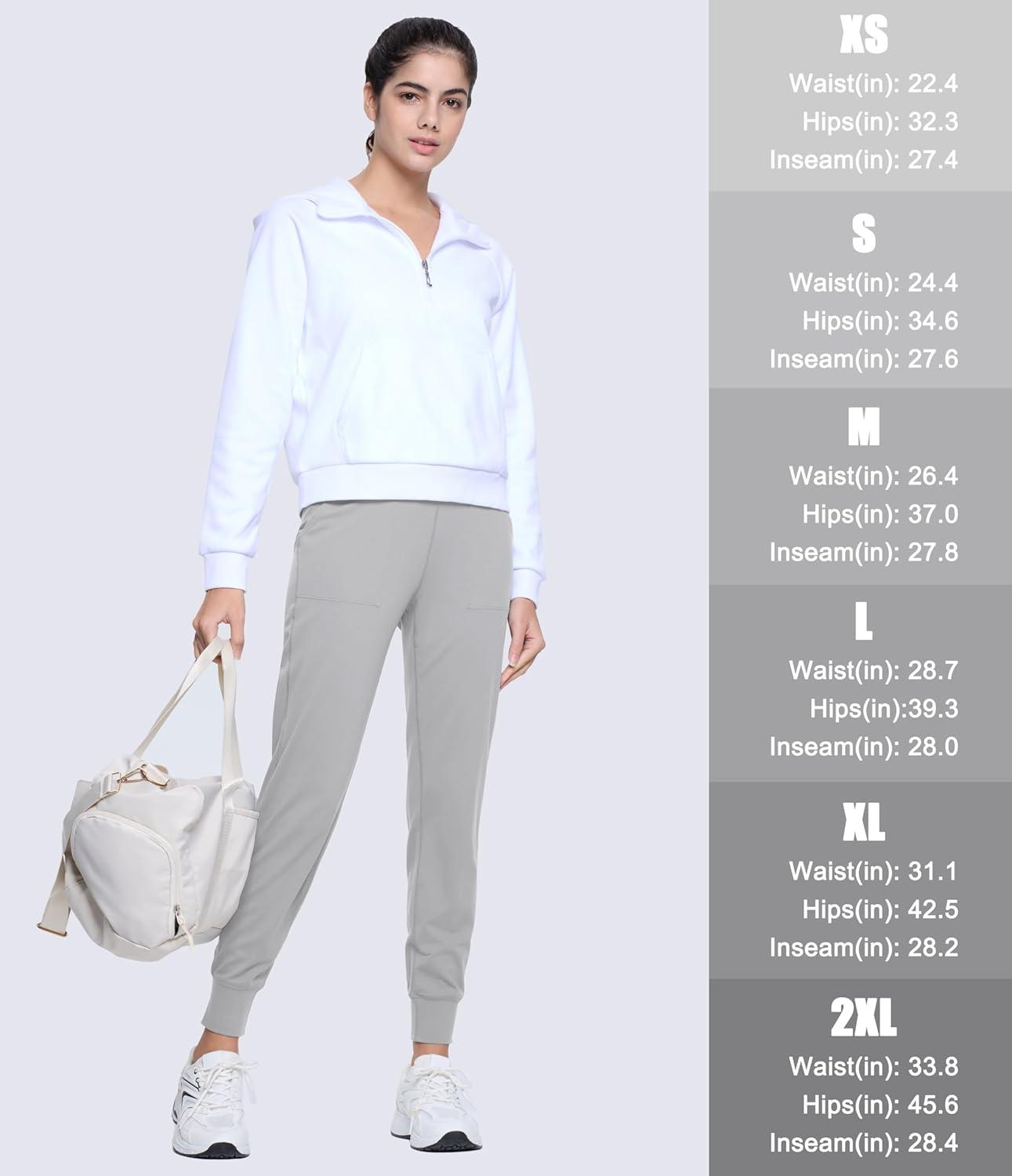 imageMAGCOMSEN Womens Joggers High Waisted Yoga Pants with Pockets Loose Leggings for Workout Athletic Lounge RunningLight Grey