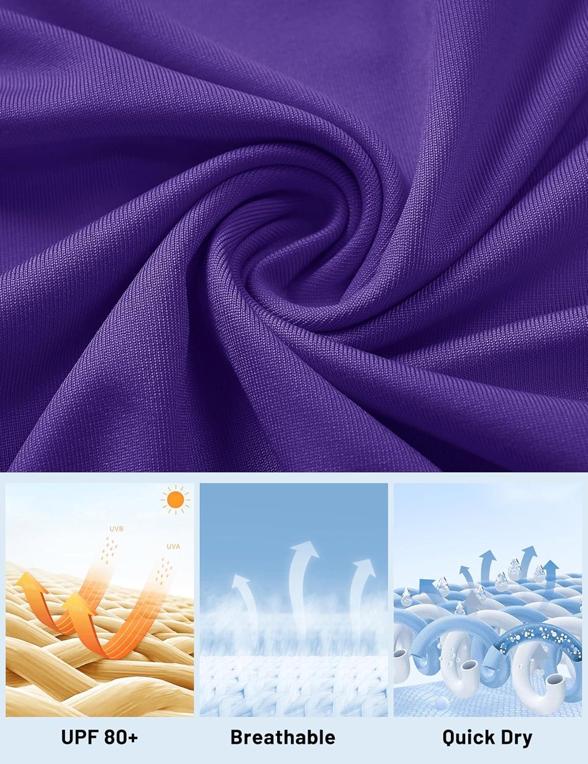 imageMAGCOMSEN Womens Long Sleeve Shirts UPF 80 Quick Dry Athletic Workout Tee Shirts with Thumb Holes Rash Guard Swim TopsPurple