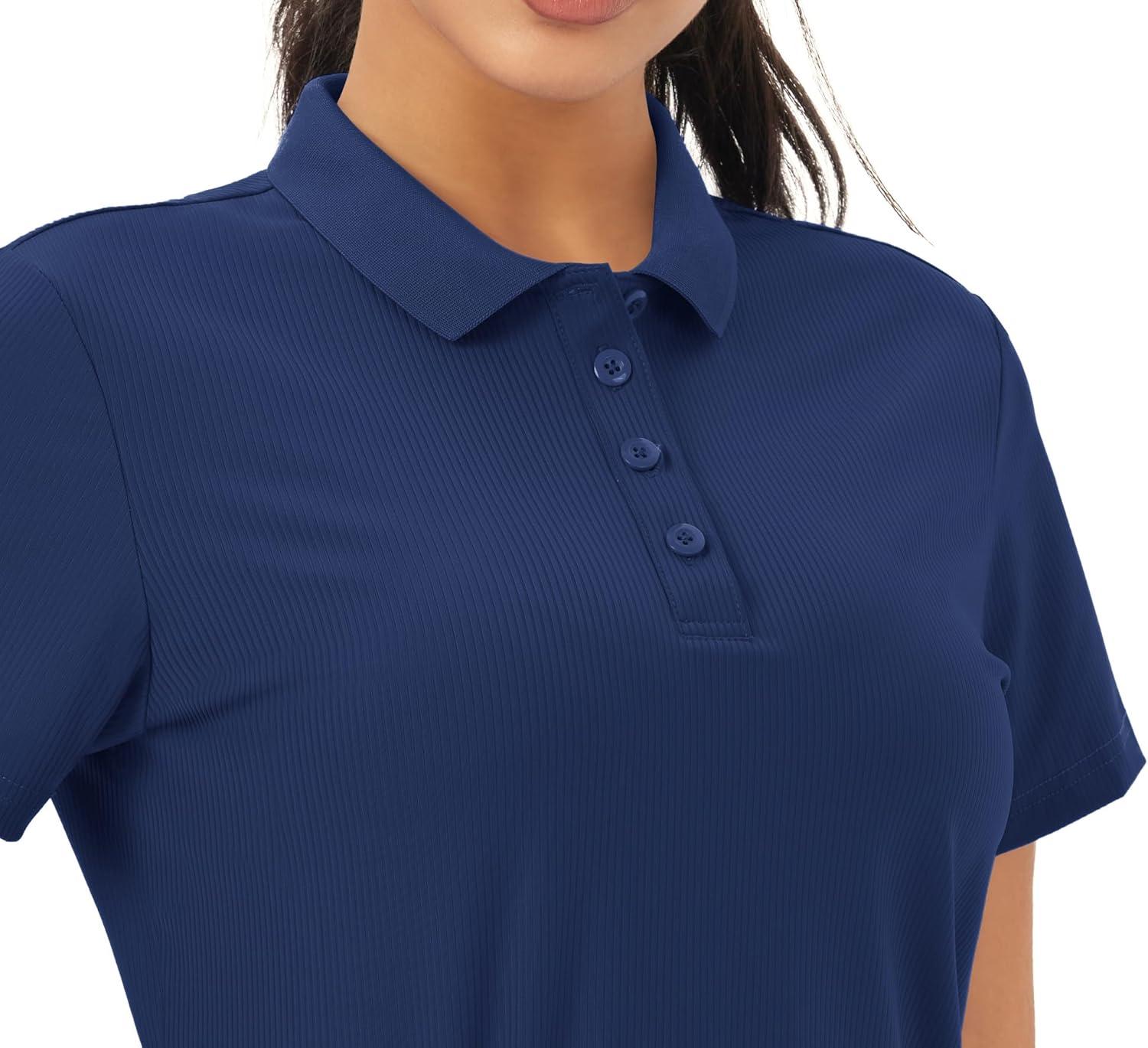 imageMAGCOMSEN Womens Polo Shirts Cotton Short Sleeve VNeck Collared Tops Golf Shirt Work Casual Summer TeeNavy