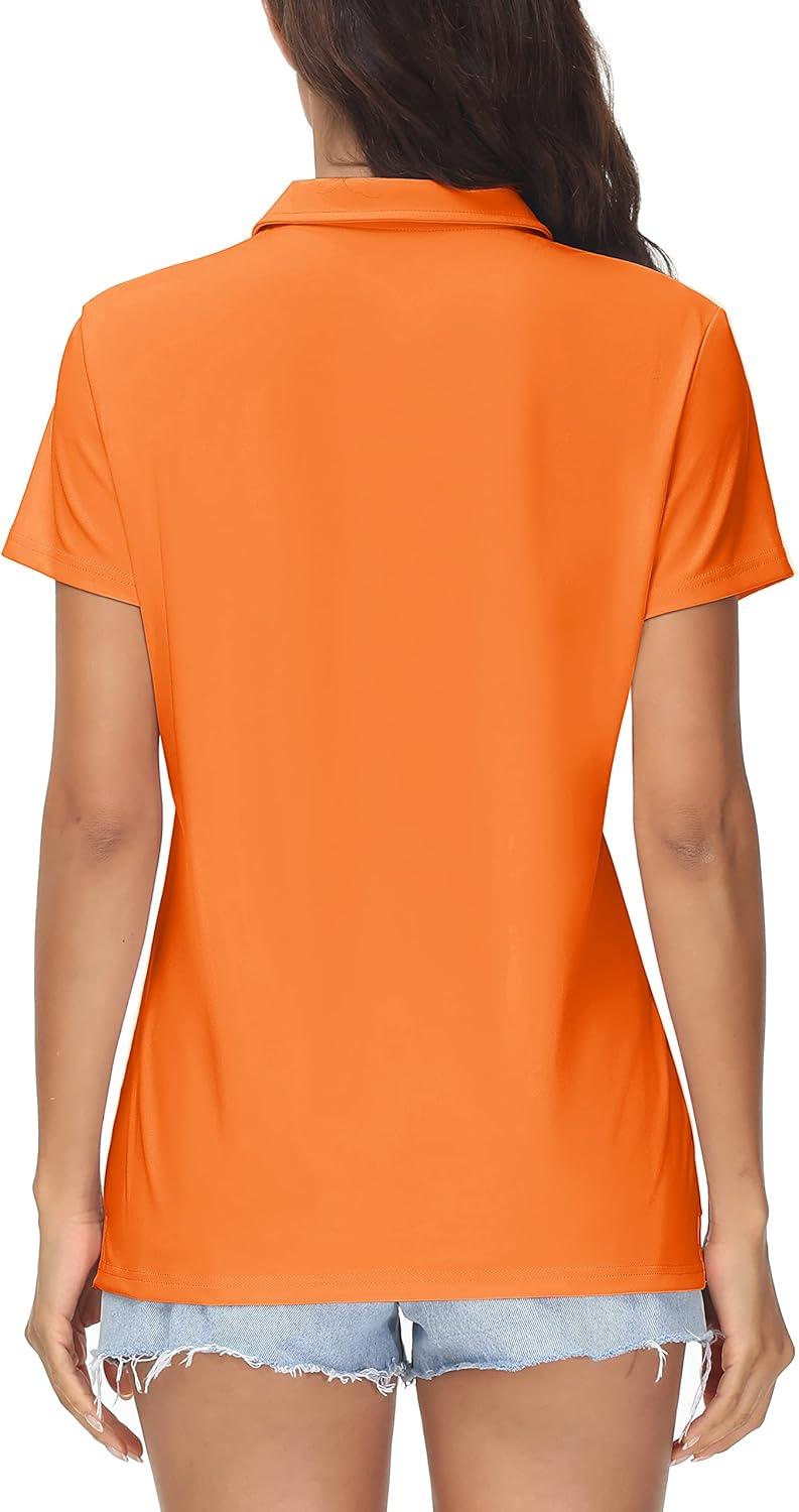 imageMAGCOMSEN Womens Polo Shirts Cotton Short Sleeve VNeck Collared Tops Golf Shirt Work Casual Summer TeeOrange