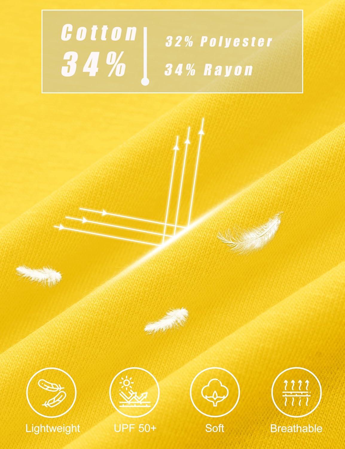 imageMAGCOMSEN Womens Short Sleeve T Shirts Cotton Summer UPF 50 Crew Neck Casual Tops Trendy Solid Color Basic TeesYellow