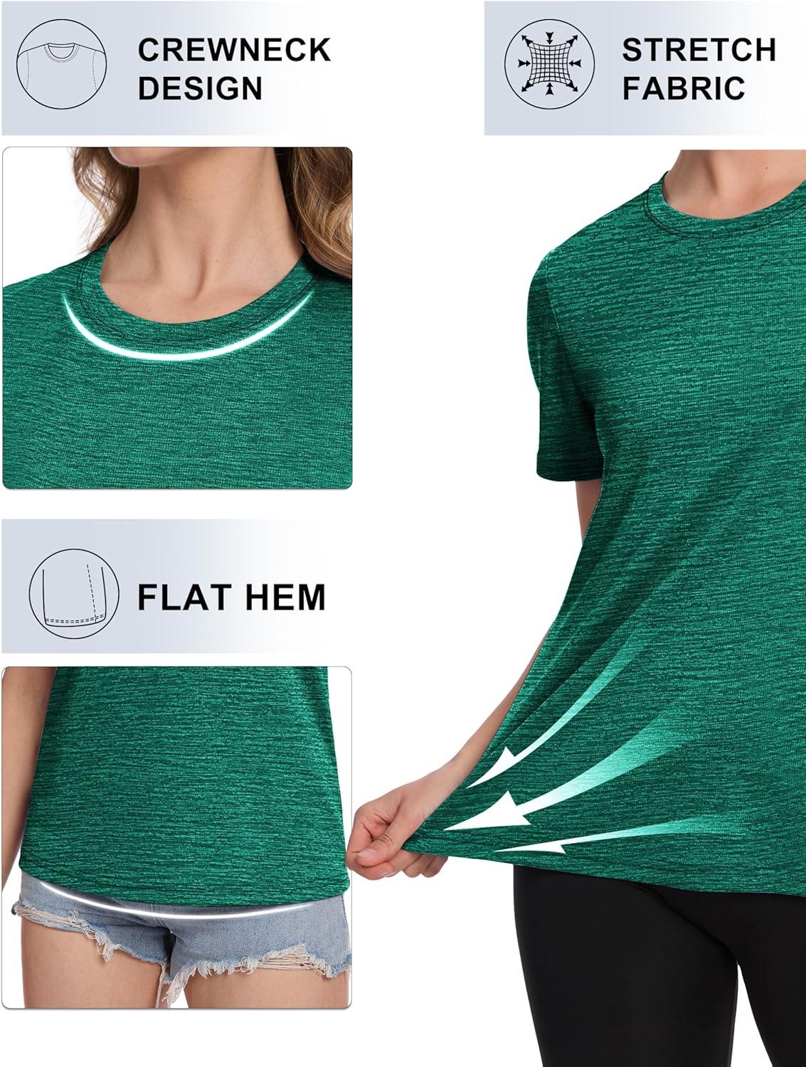 imageMAGCOMSEN Womens Short Sleeve T Shirts UPF 50 Sun Protection Quick Dry Athletic Running Workout Tee TopsJade Green