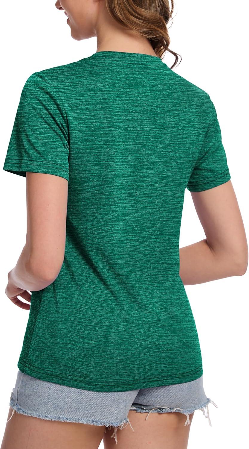 imageMAGCOMSEN Womens Short Sleeve T Shirts UPF 50 Sun Protection Quick Dry Athletic Running Workout Tee TopsJade Green