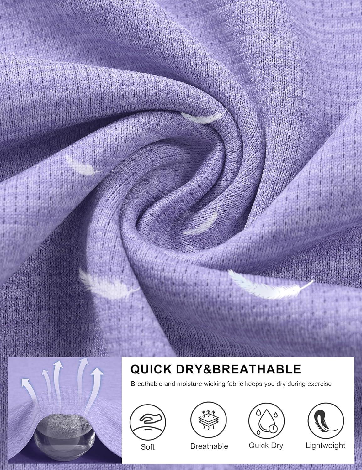 imageMAGCOMSEN Womens Short Sleeve T Shirts UPF 50 Sun Protection Quick Dry Athletic Running Workout Tee TopsLight Purple