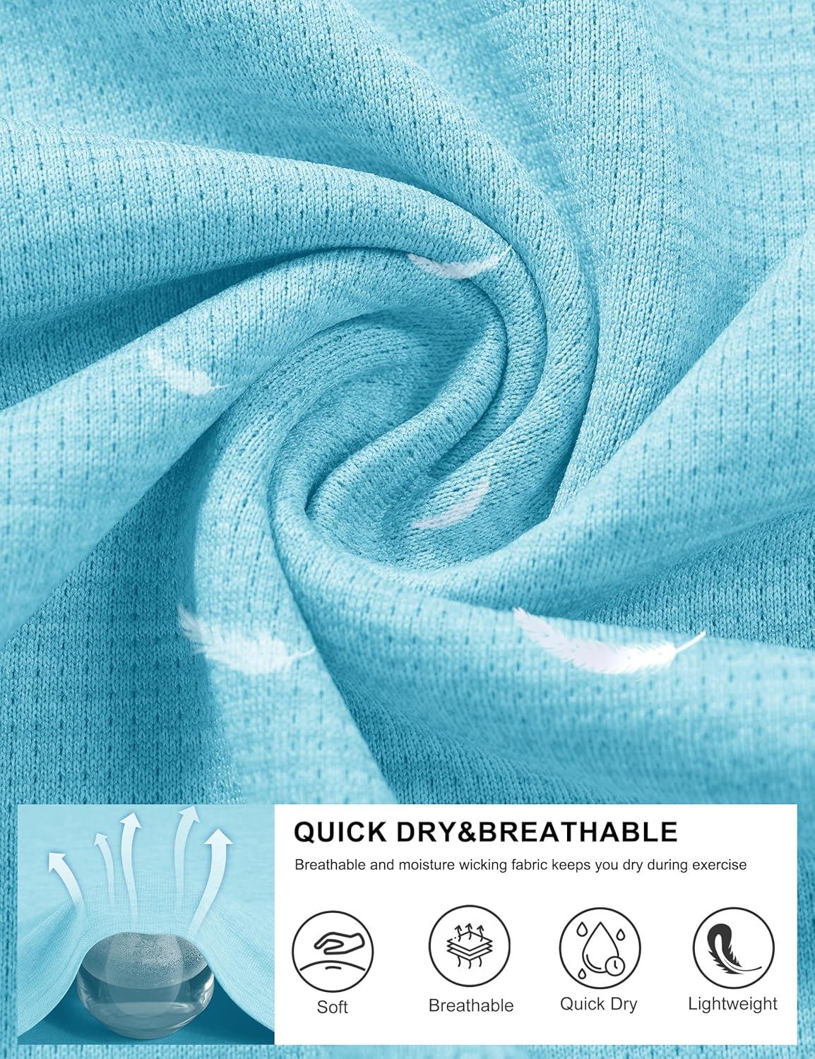 imageMAGCOMSEN Womens Short Sleeve T Shirts UPF 50 Sun Protection Quick Dry Athletic Running Workout Tee TopsWaterblue