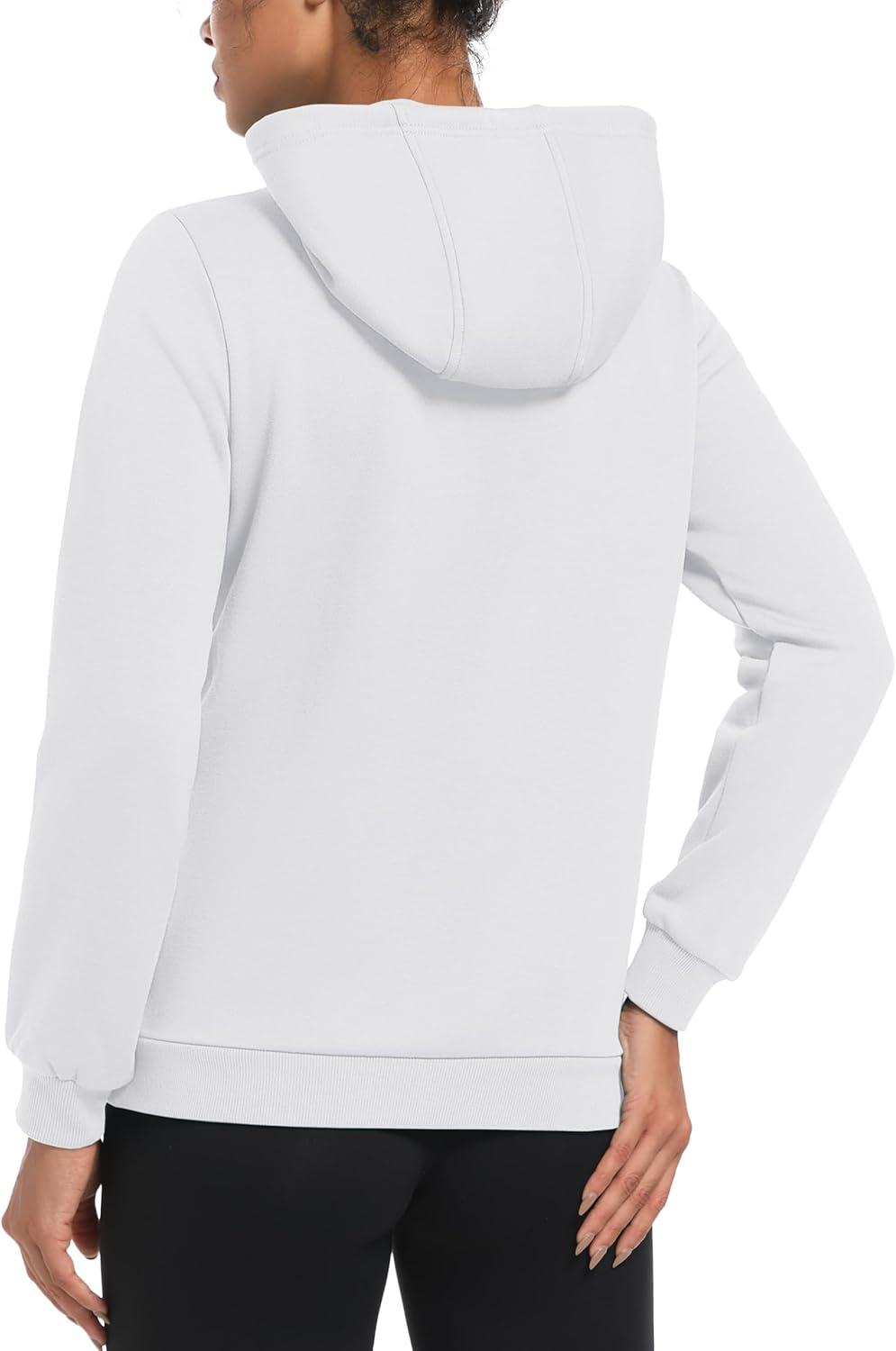 imageMAGCOMSEN Womens Sweatshirt Hoodie Fleece Lined Warm Casual Pullover Cangroo Pocket Drawstring Basic TopsWhite