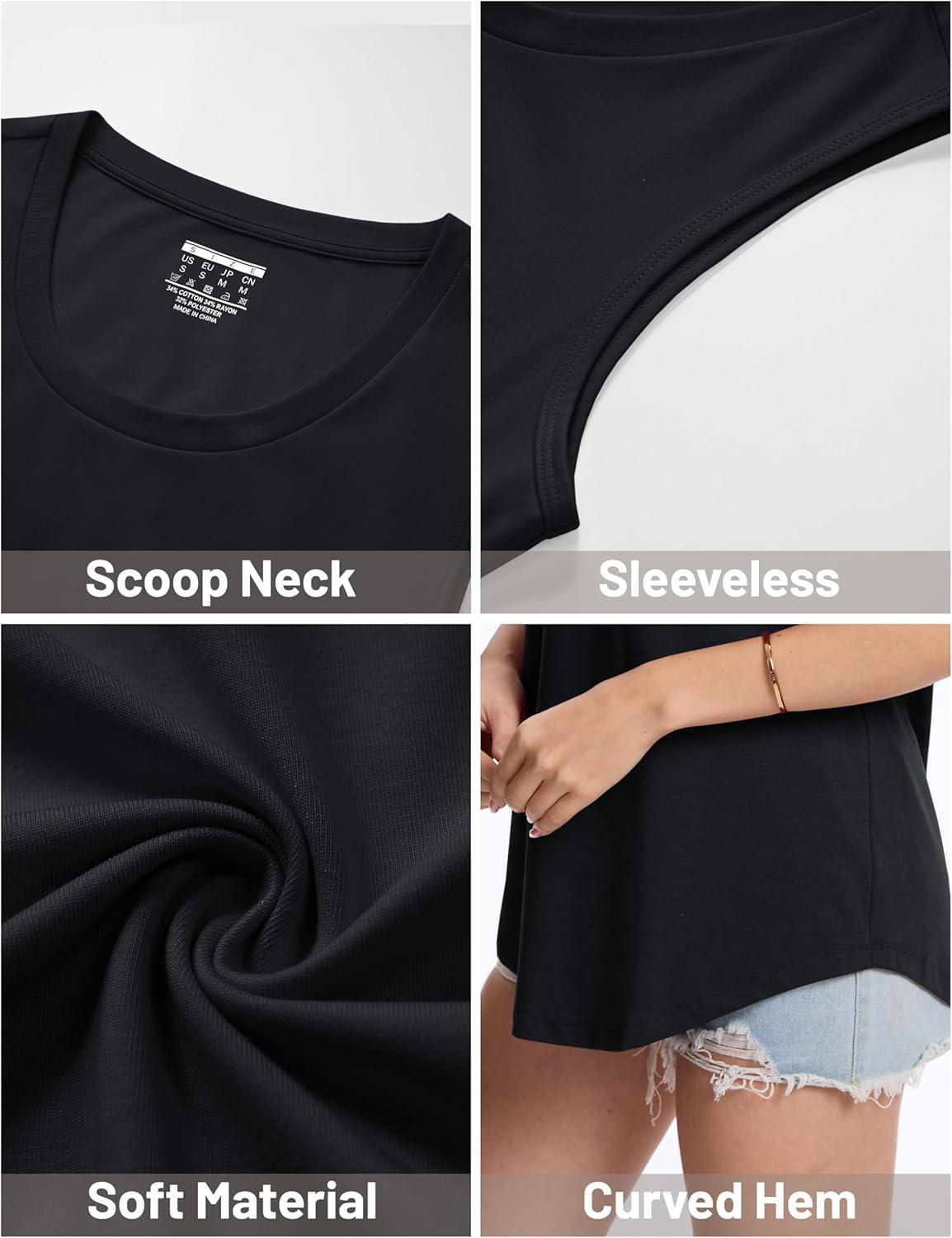 imageMAGCOMSEN Womens Tank Tops Loose Fit Sleeveless Top Casual Scoop Neck Tunic Shirts Summer UPF 50 Basic TshirtBlack