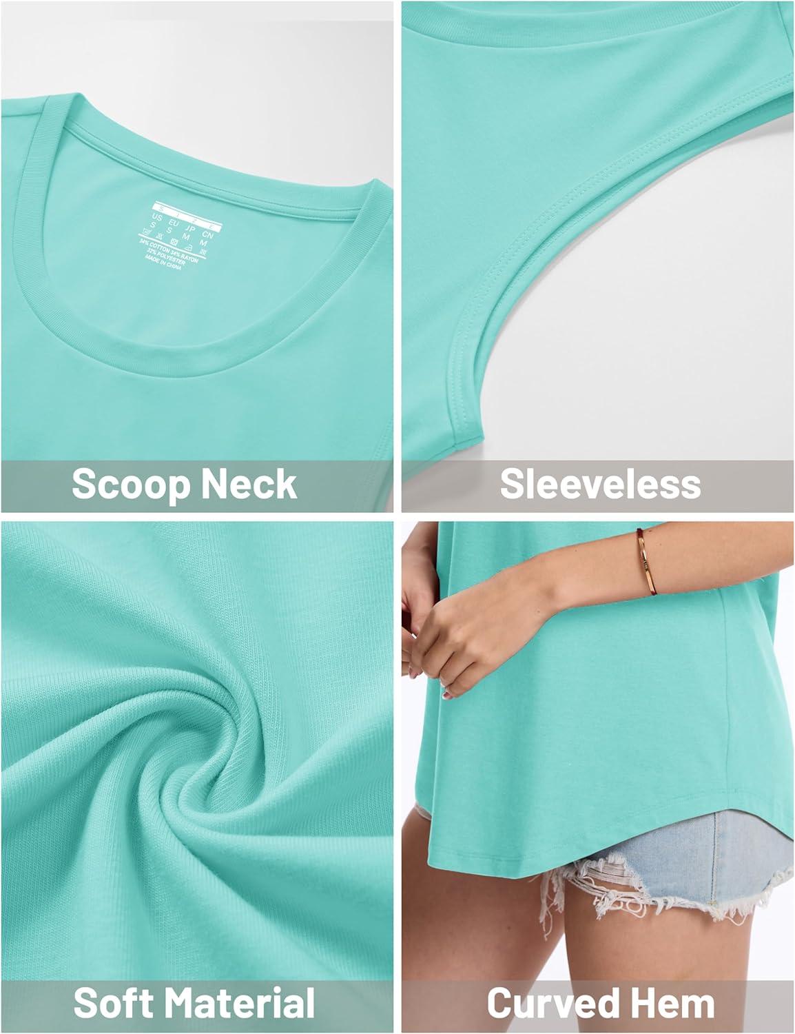 imageMAGCOMSEN Womens Tank Tops Loose Fit Sleeveless Top Casual Scoop Neck Tunic Shirts Summer UPF 50 Basic TshirtLight Blue