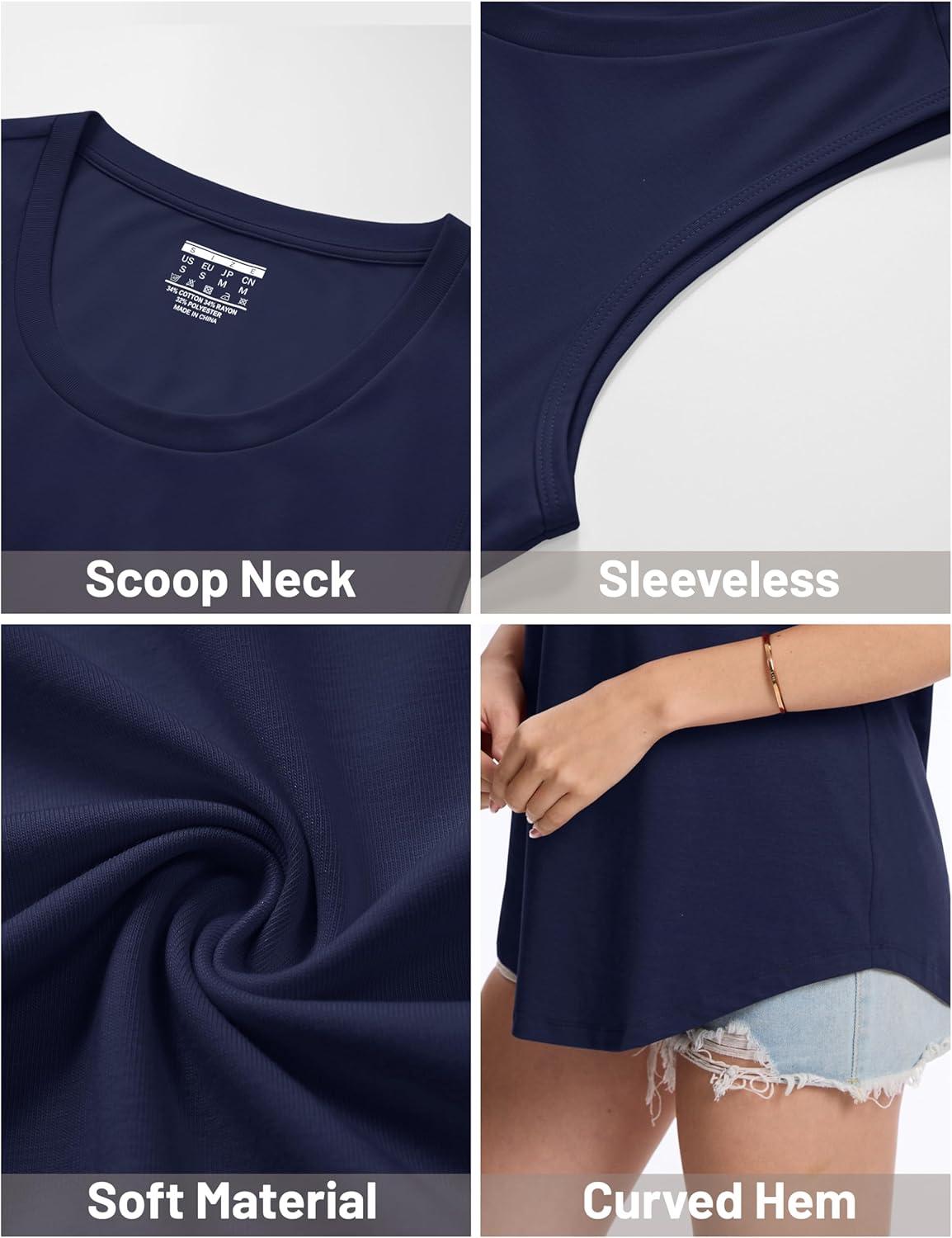 imageMAGCOMSEN Womens Tank Tops Loose Fit Sleeveless Top Casual Scoop Neck Tunic Shirts Summer UPF 50 Basic TshirtNavy Blue