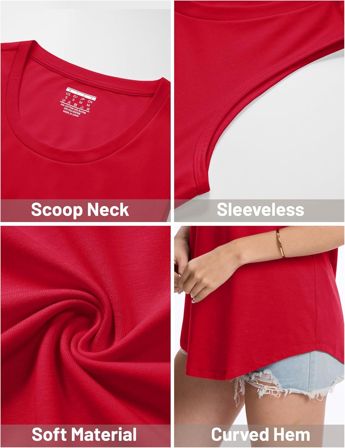 imageMAGCOMSEN Womens Tank Tops Loose Fit Sleeveless Top Casual Scoop Neck Tunic Shirts Summer UPF 50 Basic TshirtRed