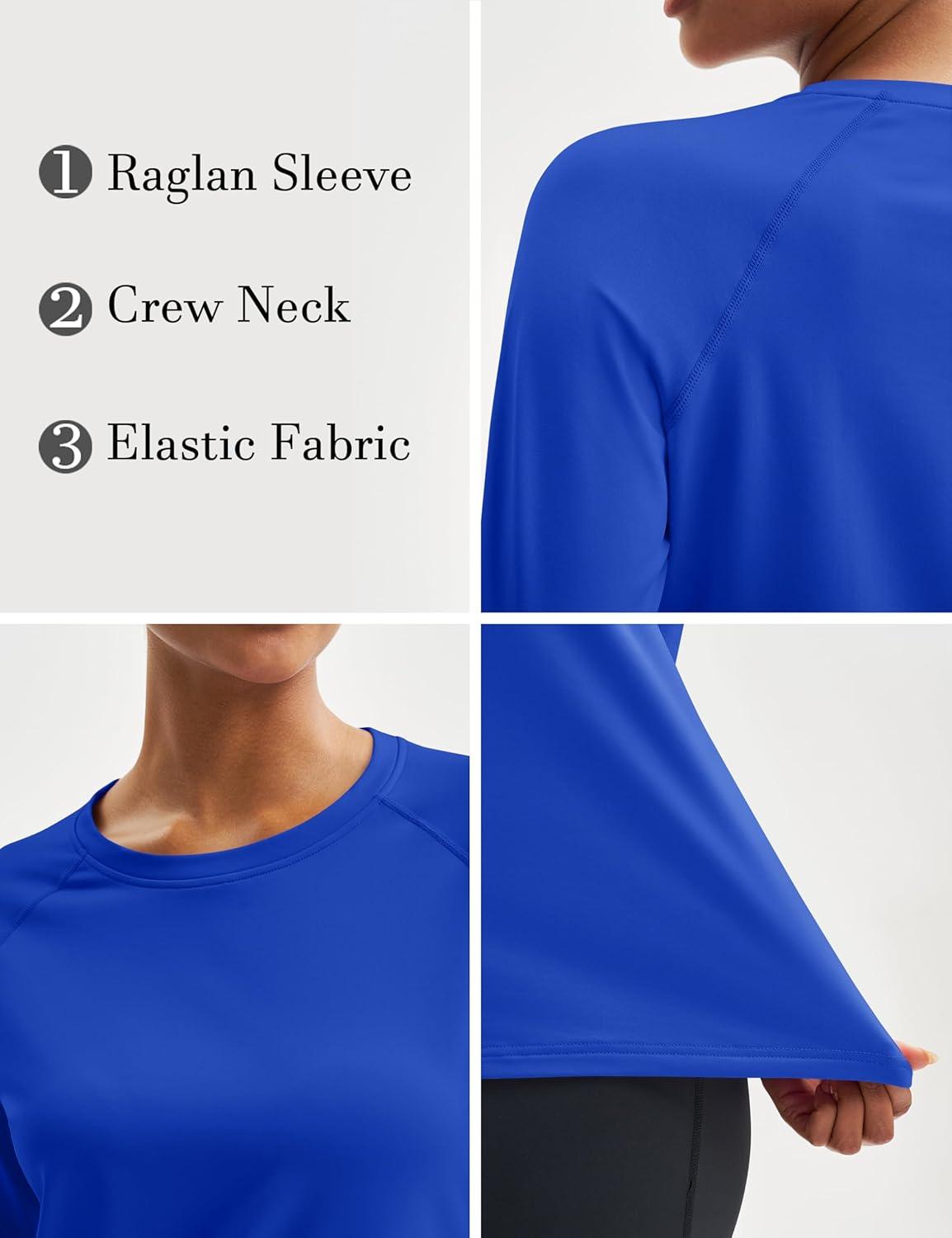 imageMAGCOMSEN Womens Thermal Shirts Fleece Pullover Long Sleeve Undershirt Tops Warm Workout Winter Base LayerColor Blue