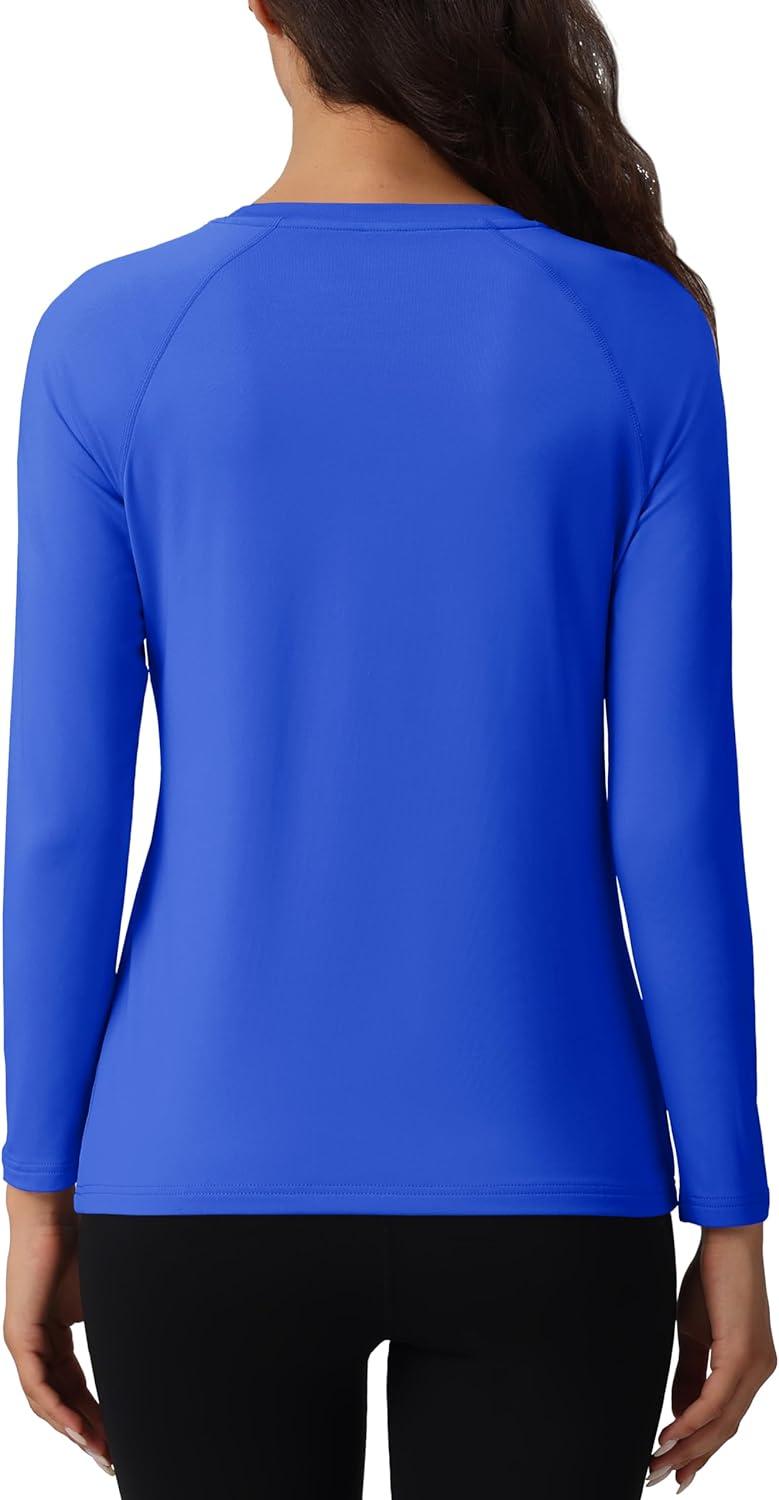imageMAGCOMSEN Womens Thermal Shirts Fleece Pullover Long Sleeve Undershirt Tops Warm Workout Winter Base LayerColor Blue
