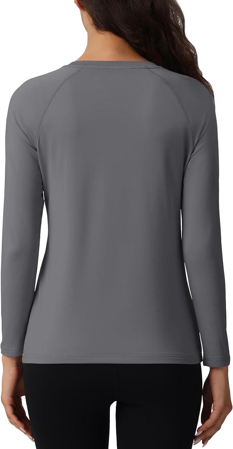 imageMAGCOMSEN Womens Thermal Shirts Fleece Pullover Long Sleeve Undershirt Tops Warm Workout Winter Base LayerDark Grey