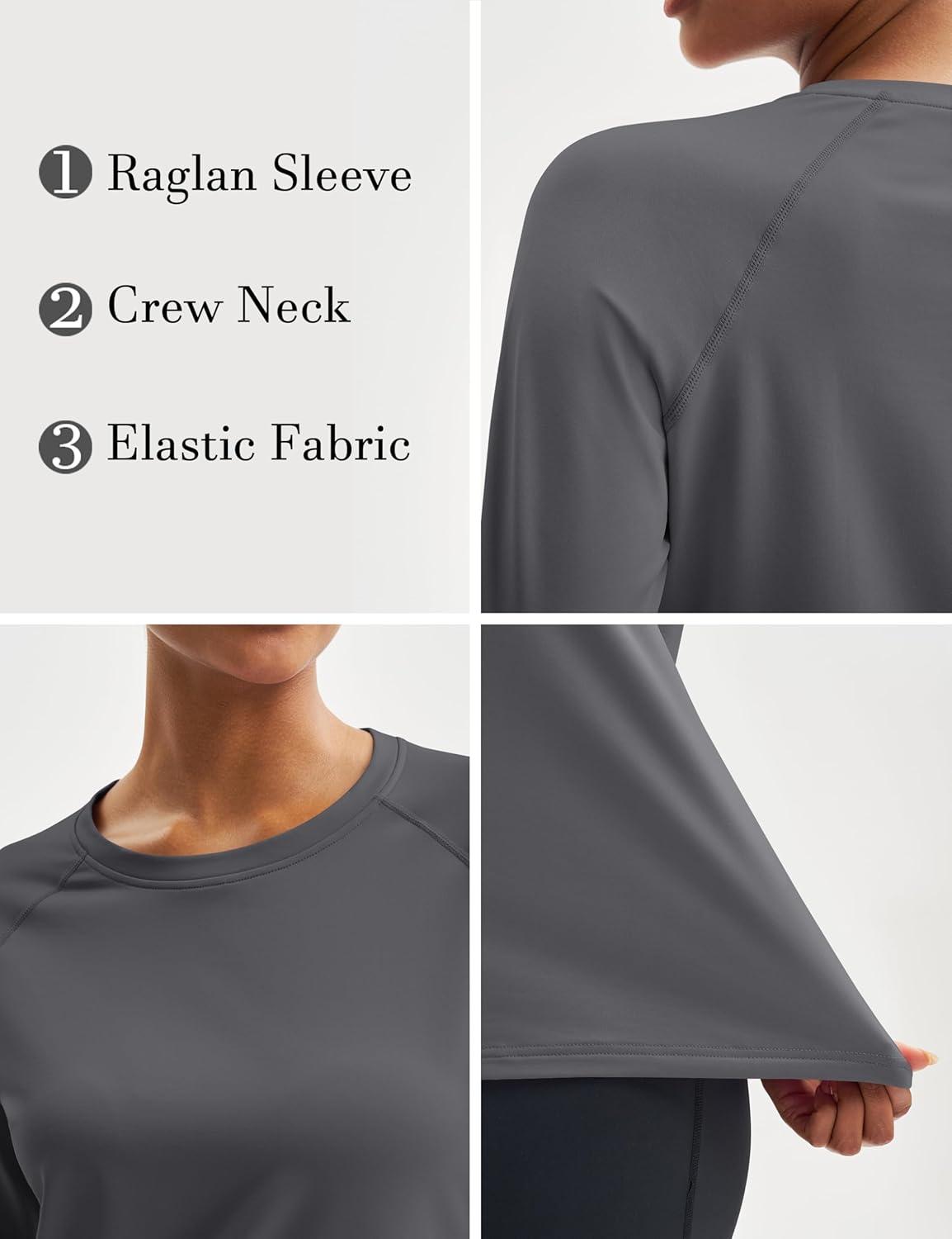 imageMAGCOMSEN Womens Thermal Shirts Fleece Pullover Long Sleeve Undershirt Tops Warm Workout Winter Base LayerDark Grey