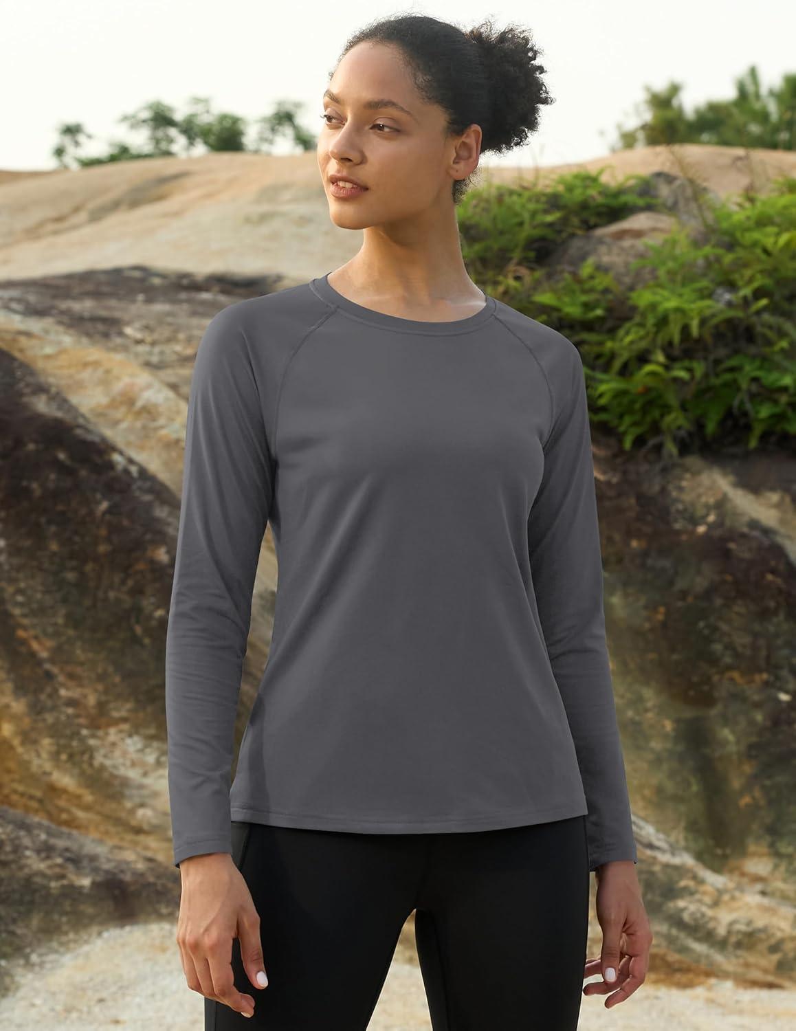 imageMAGCOMSEN Womens Thermal Shirts Fleece Pullover Long Sleeve Undershirt Tops Warm Workout Winter Base LayerDark Grey