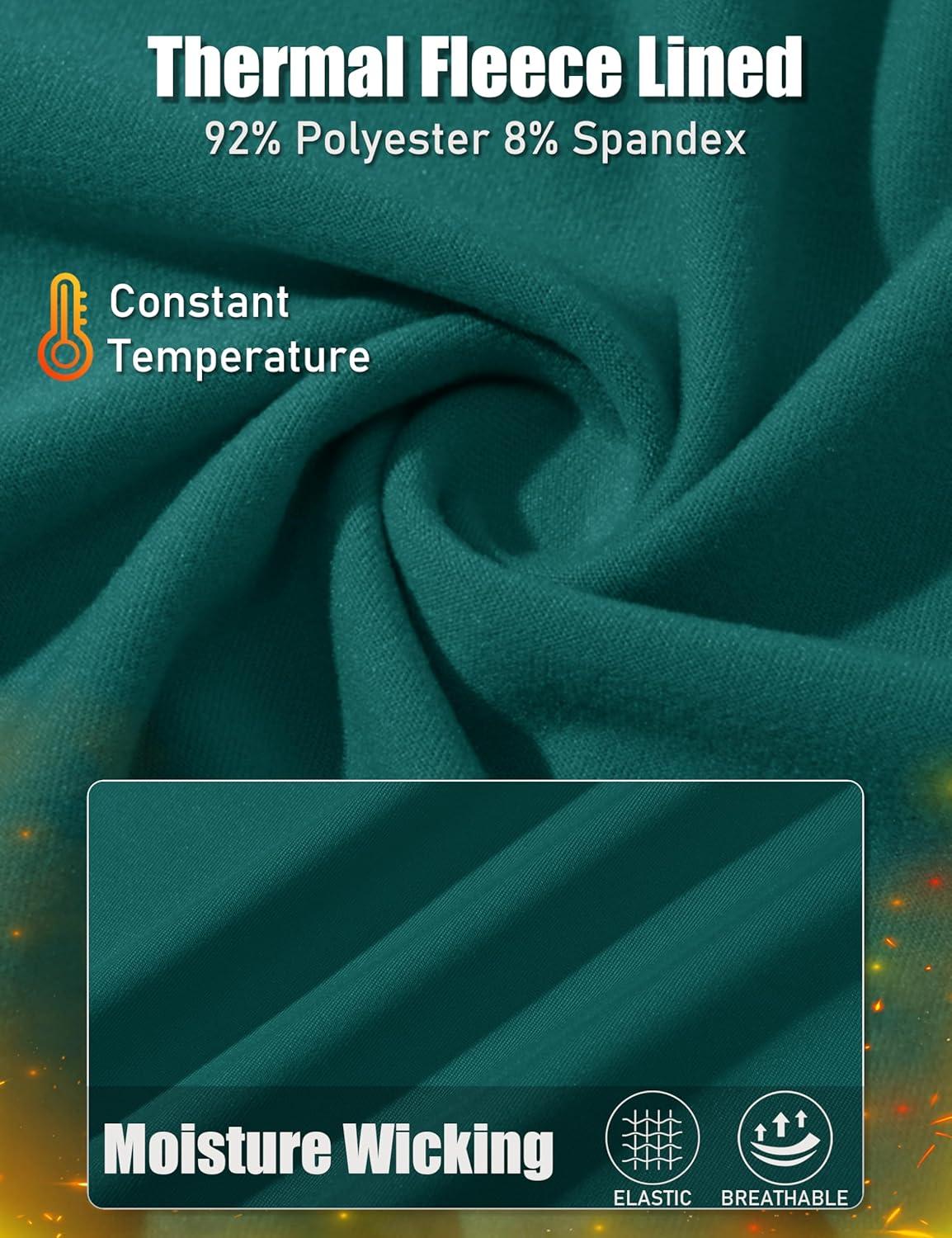 imageMAGCOMSEN Womens Thermal Shirts Fleece Pullover Long Sleeve Undershirt Tops Warm Workout Winter Base LayerEmerald Green